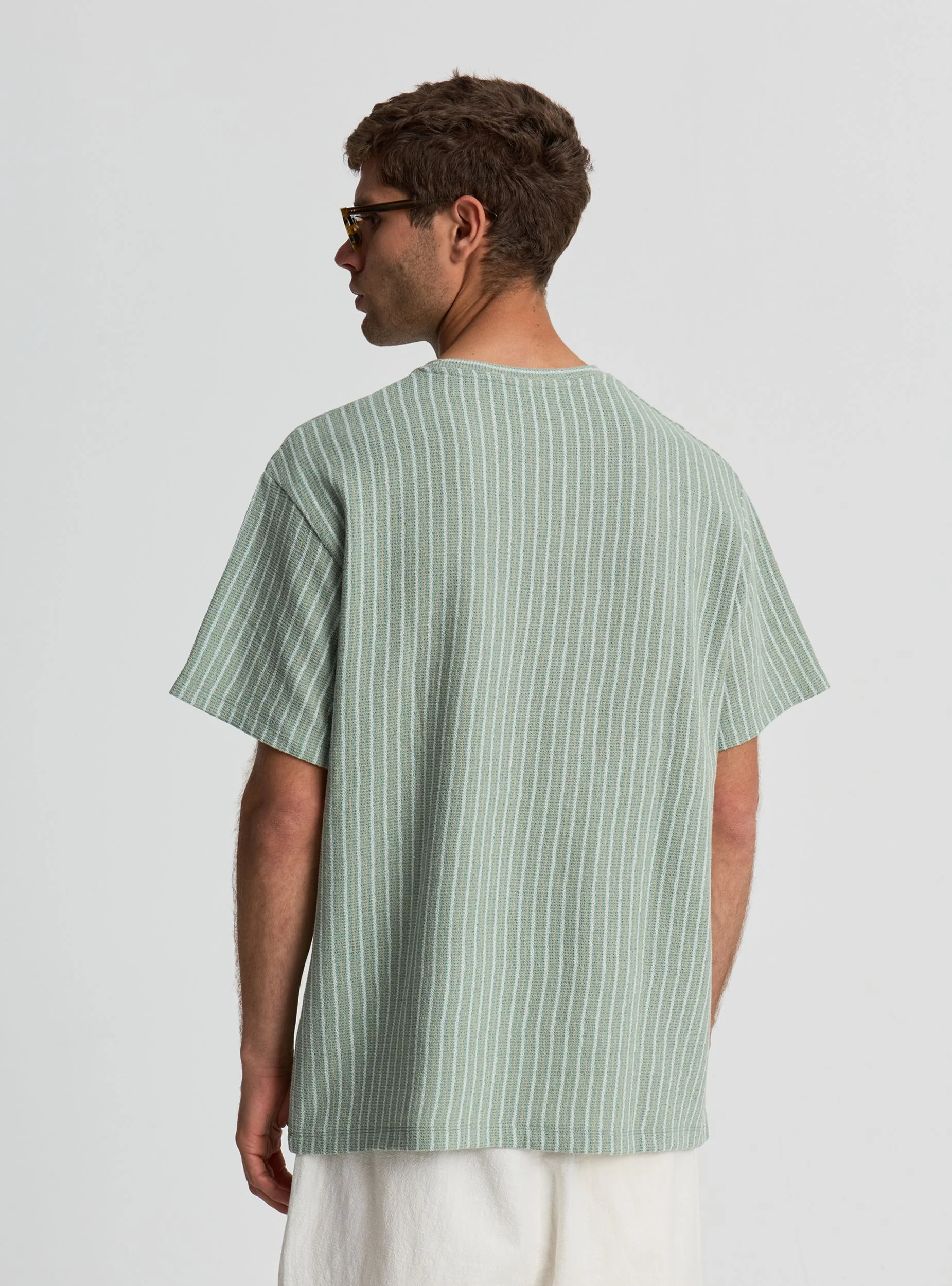 T-shirt a righe con effetto crochet - Image 4