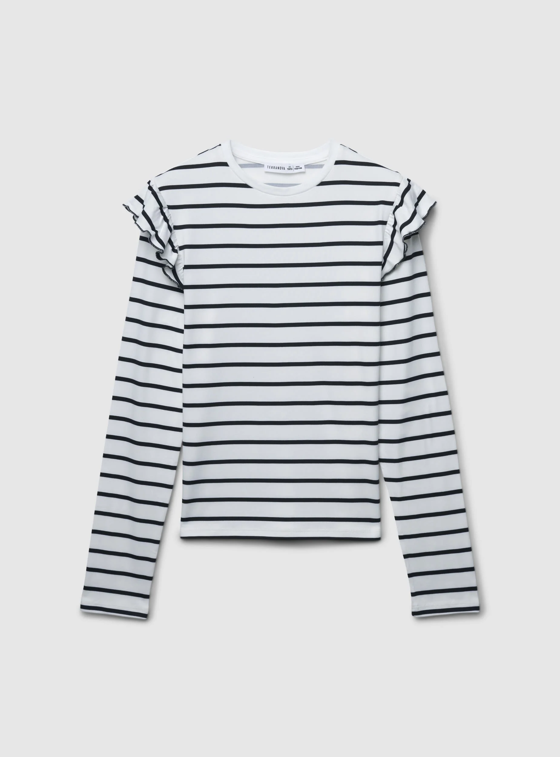 T-shirt a righe con volant - Image 4