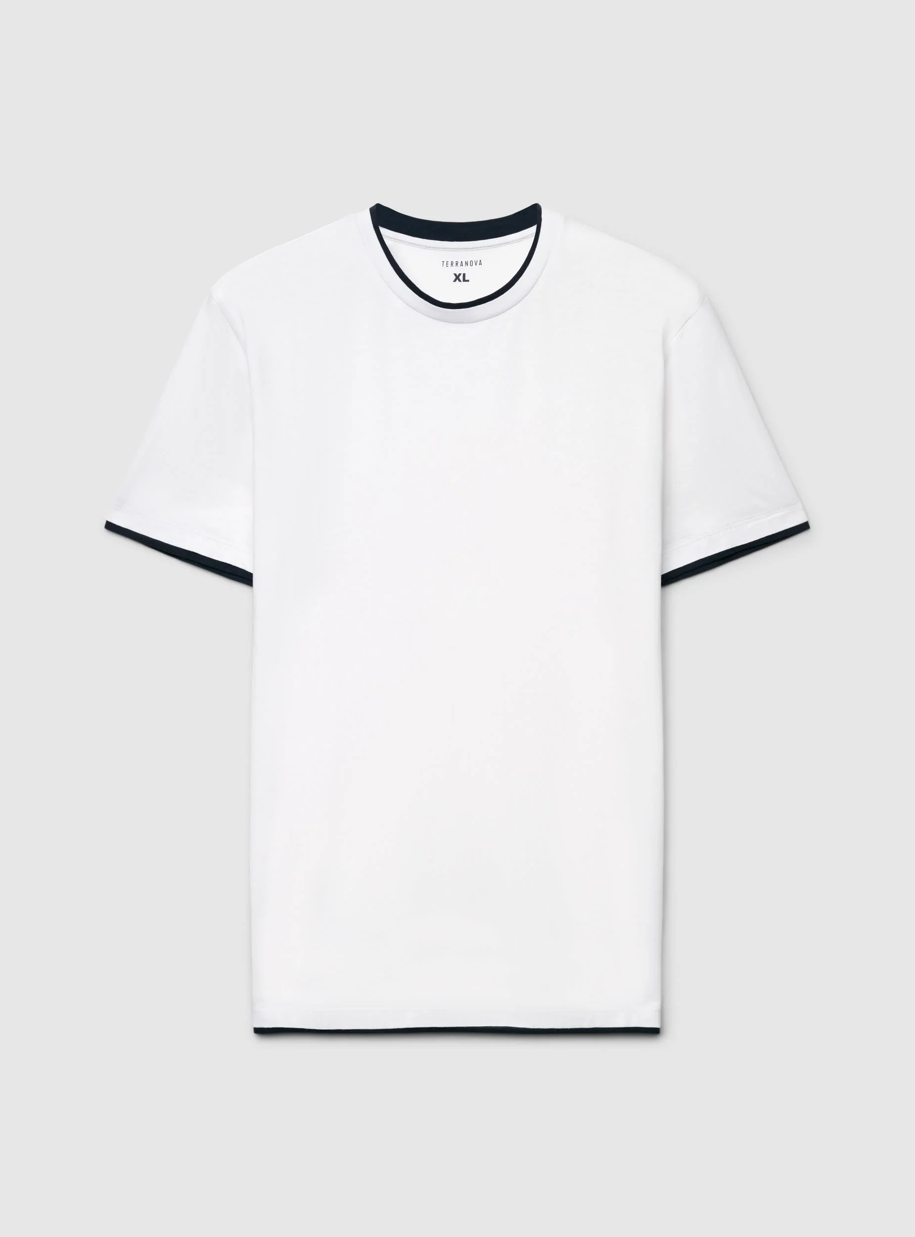 T-shirt a tinta unita con bordi a contrasto - Image 5