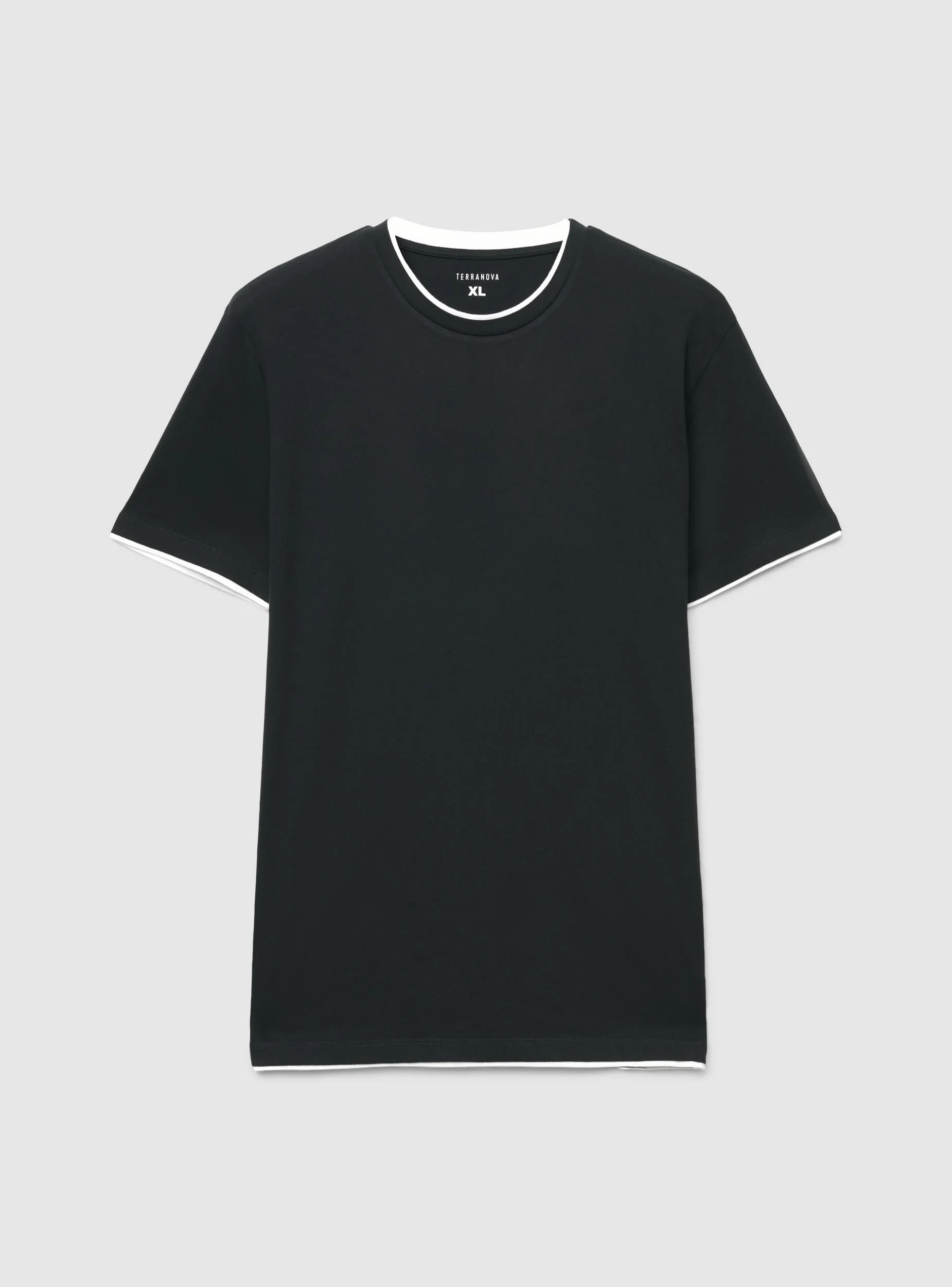 T-shirt a tinta unita con bordi a contrasto - Image 6