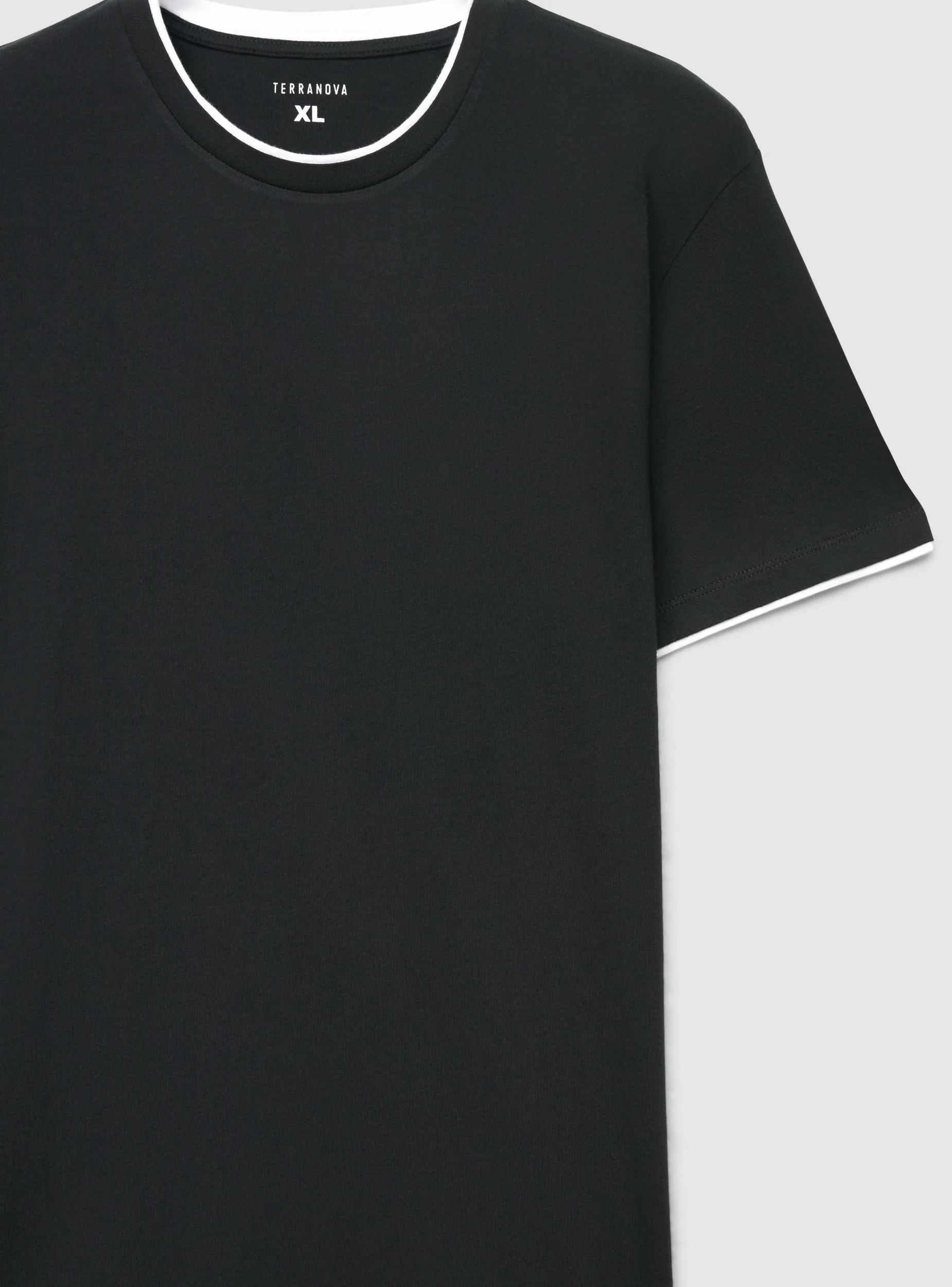 T-shirt a tinta unita con bordi a contrasto - Image 7