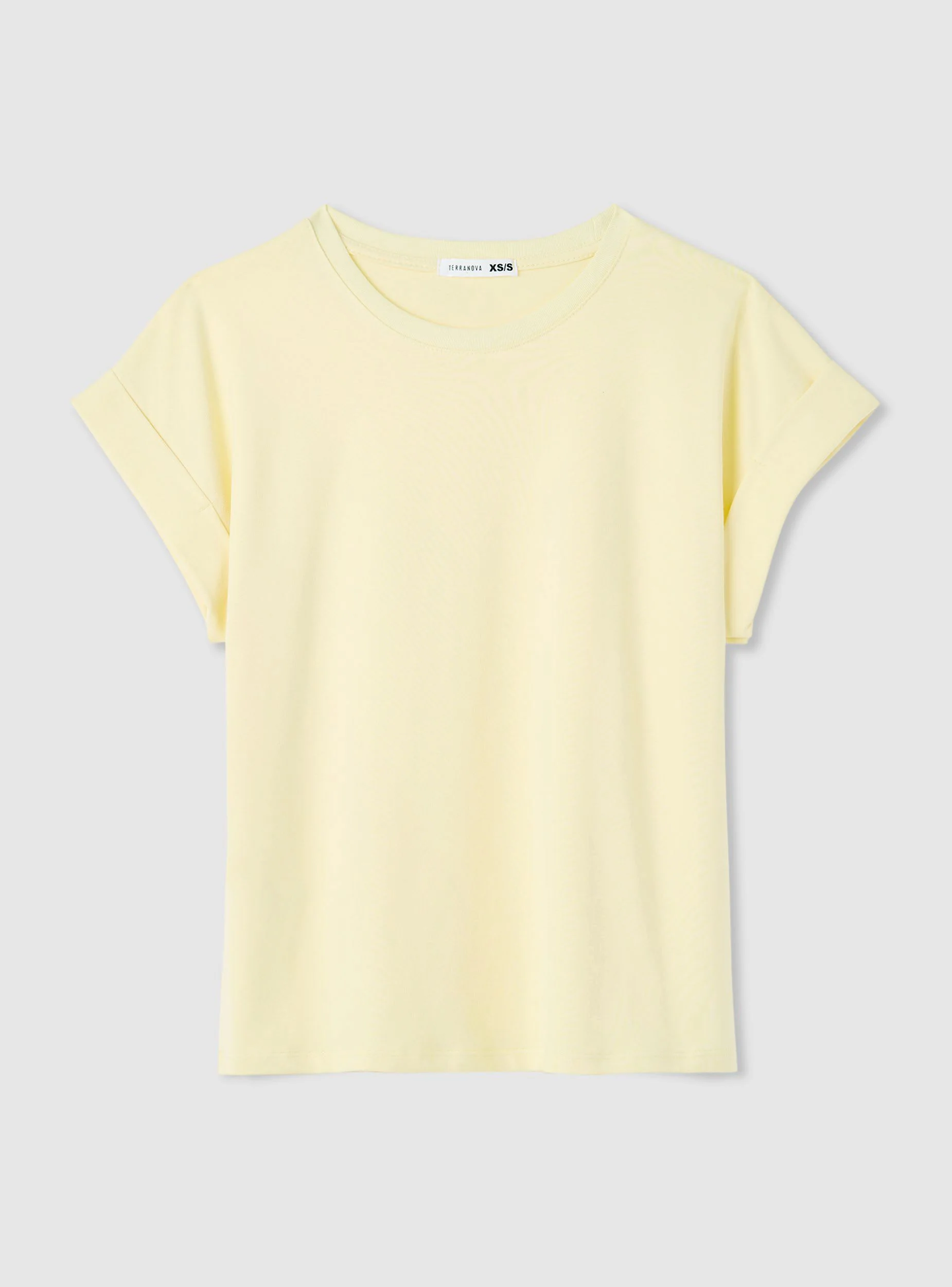 T-shirt a tinta unita con maniche risvoltate - Image 5