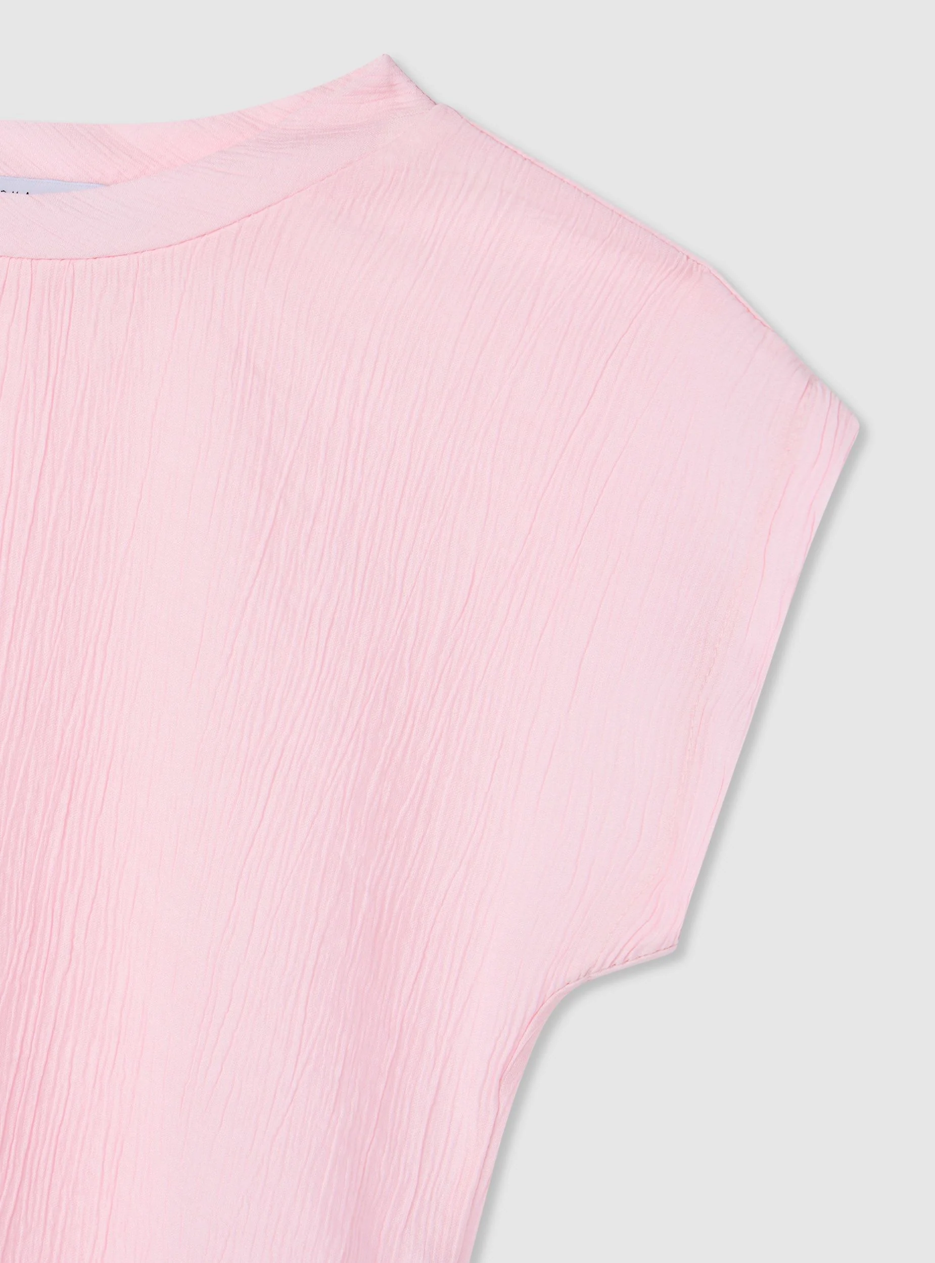 T-shirt a tinta unita goffrata con coulisse laterali - Image 3