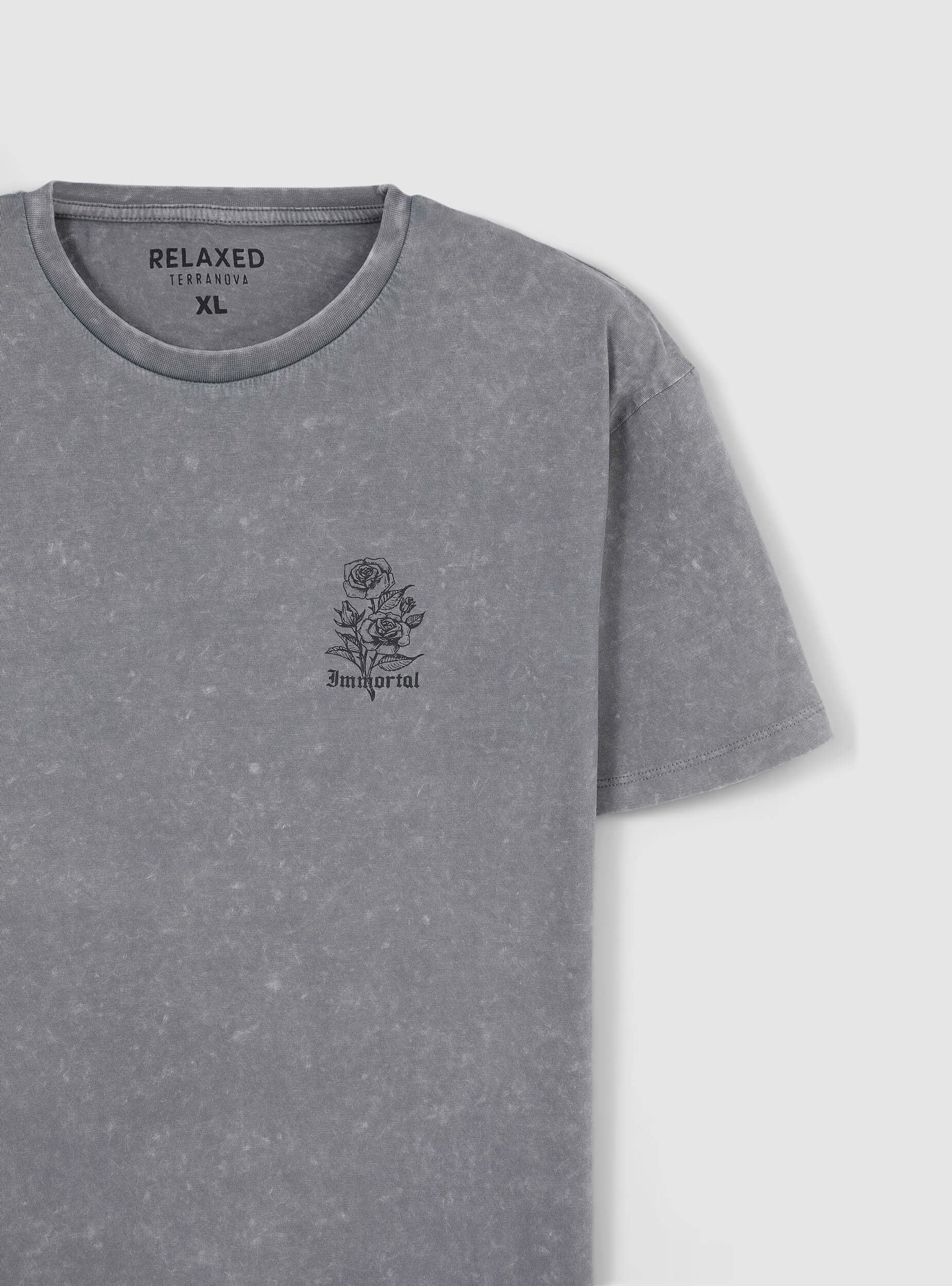 T-shirt acid-wash stampa rose fronte/retro - Image 5