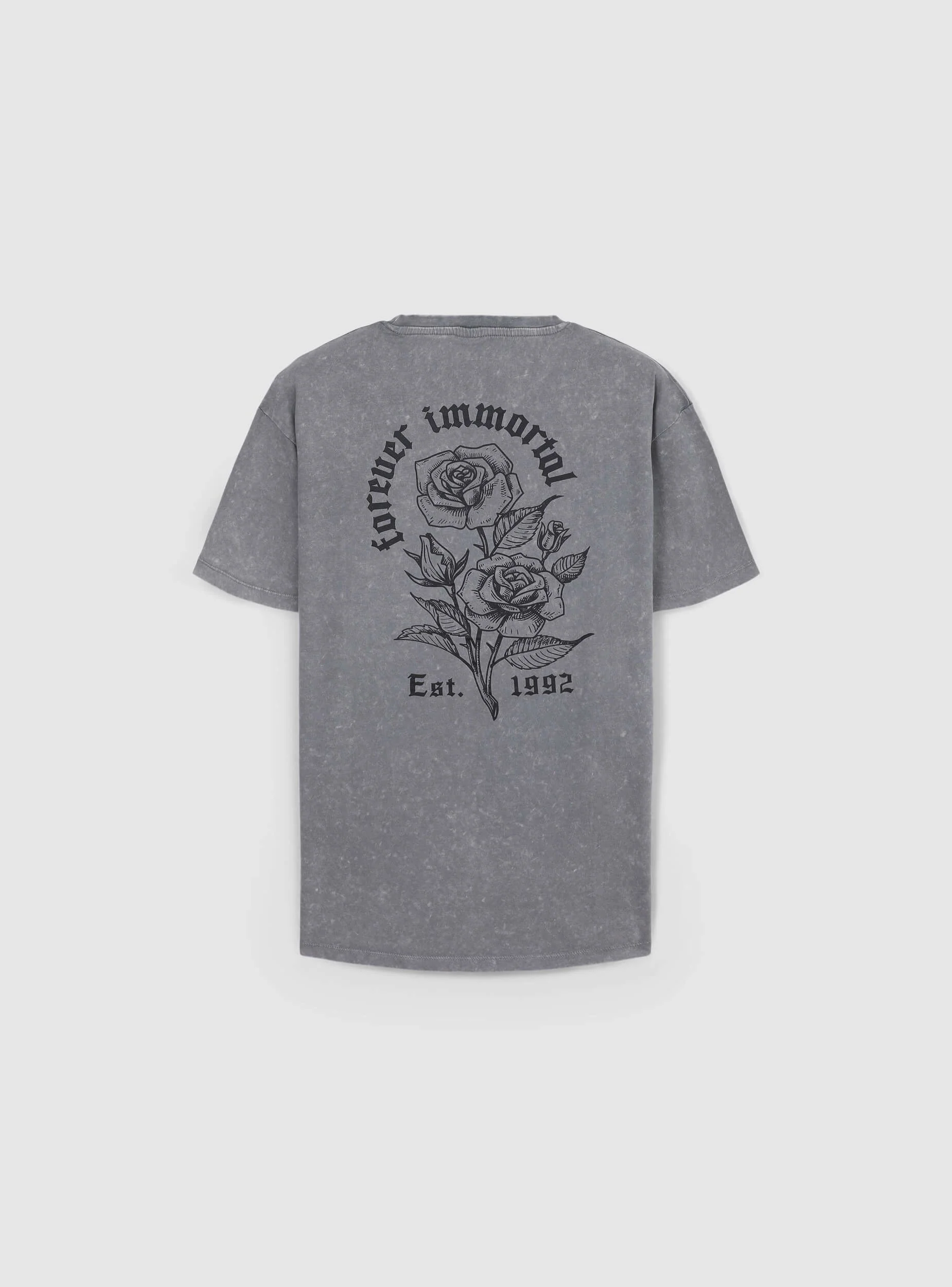 T-shirt acid-wash stampa rose fronte/retro - Image 8