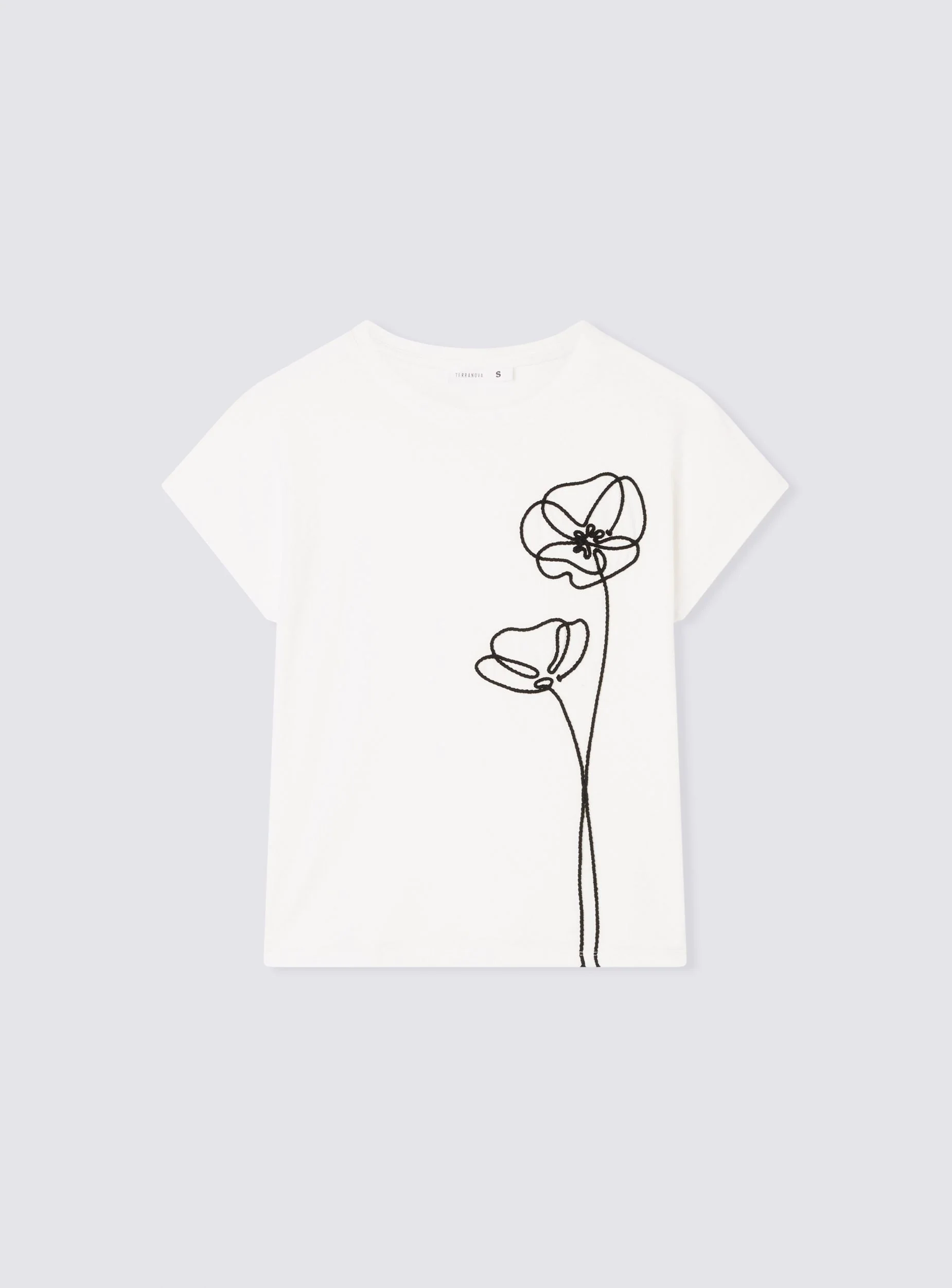 T-shirt ampia con applicazione fiori stilizzati - Image 6