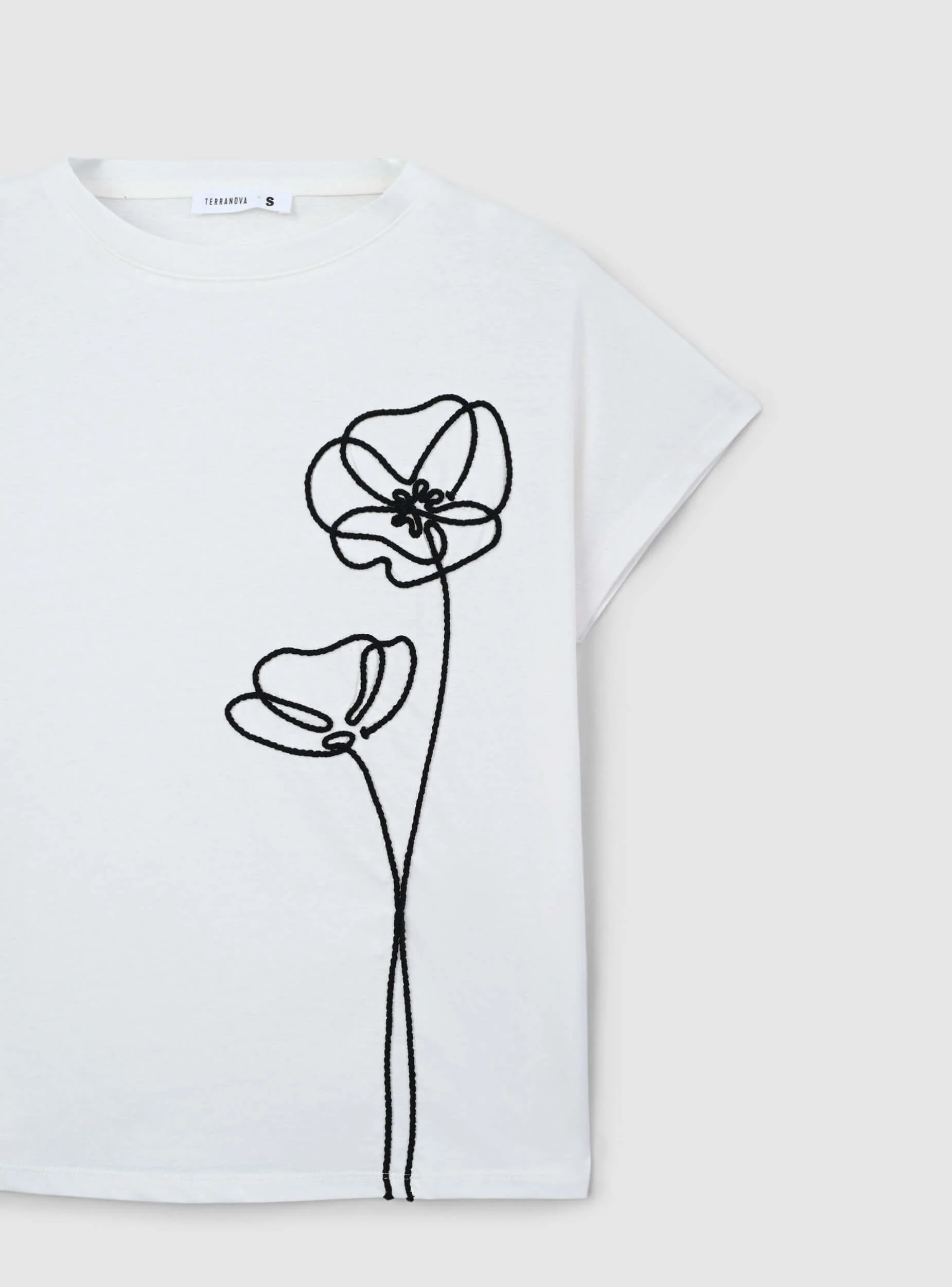 T-shirt ampia con applicazione fiori stilizzati - Image 7