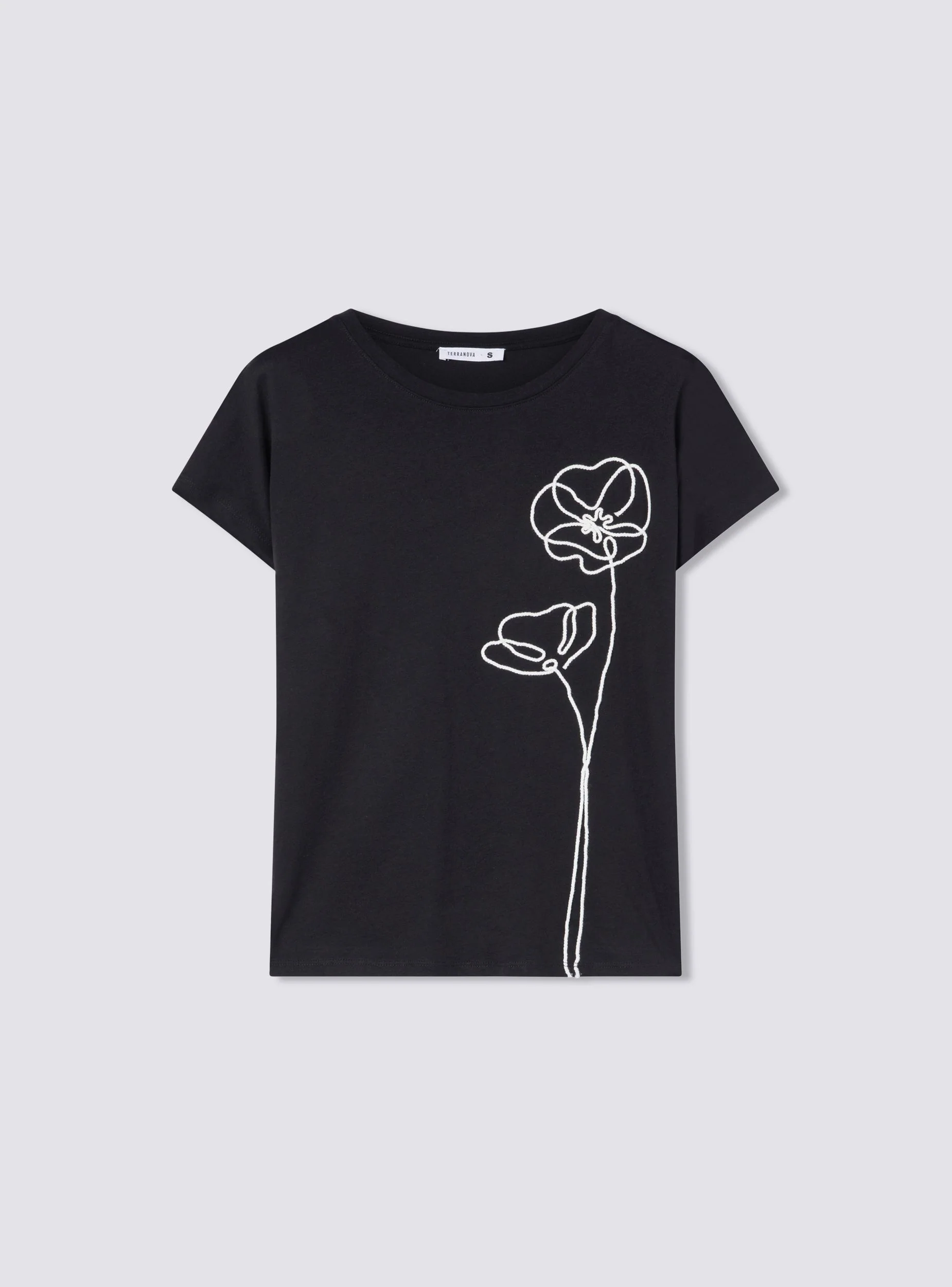T-shirt ampia con applicazione fiori stilizzati - Image 5