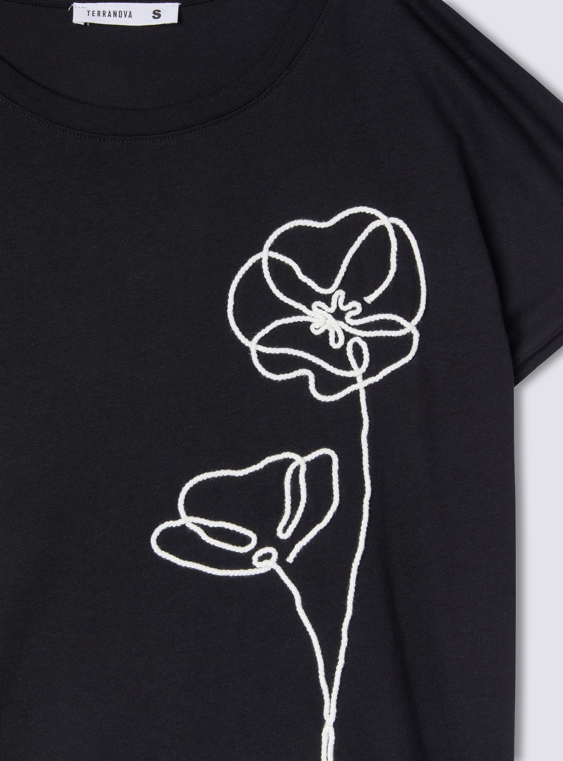 T-shirt ampia con applicazione fiori stilizzati - Image 7