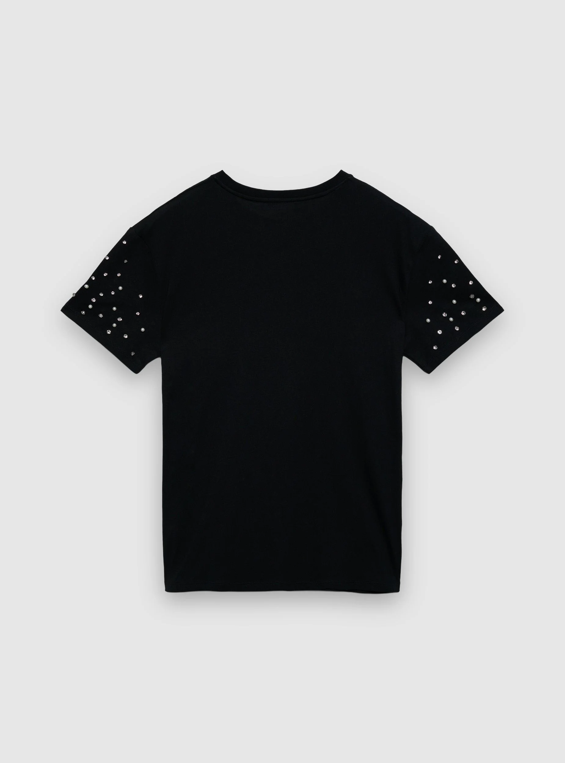 T-shirt ampia con perle e strass - Image 5