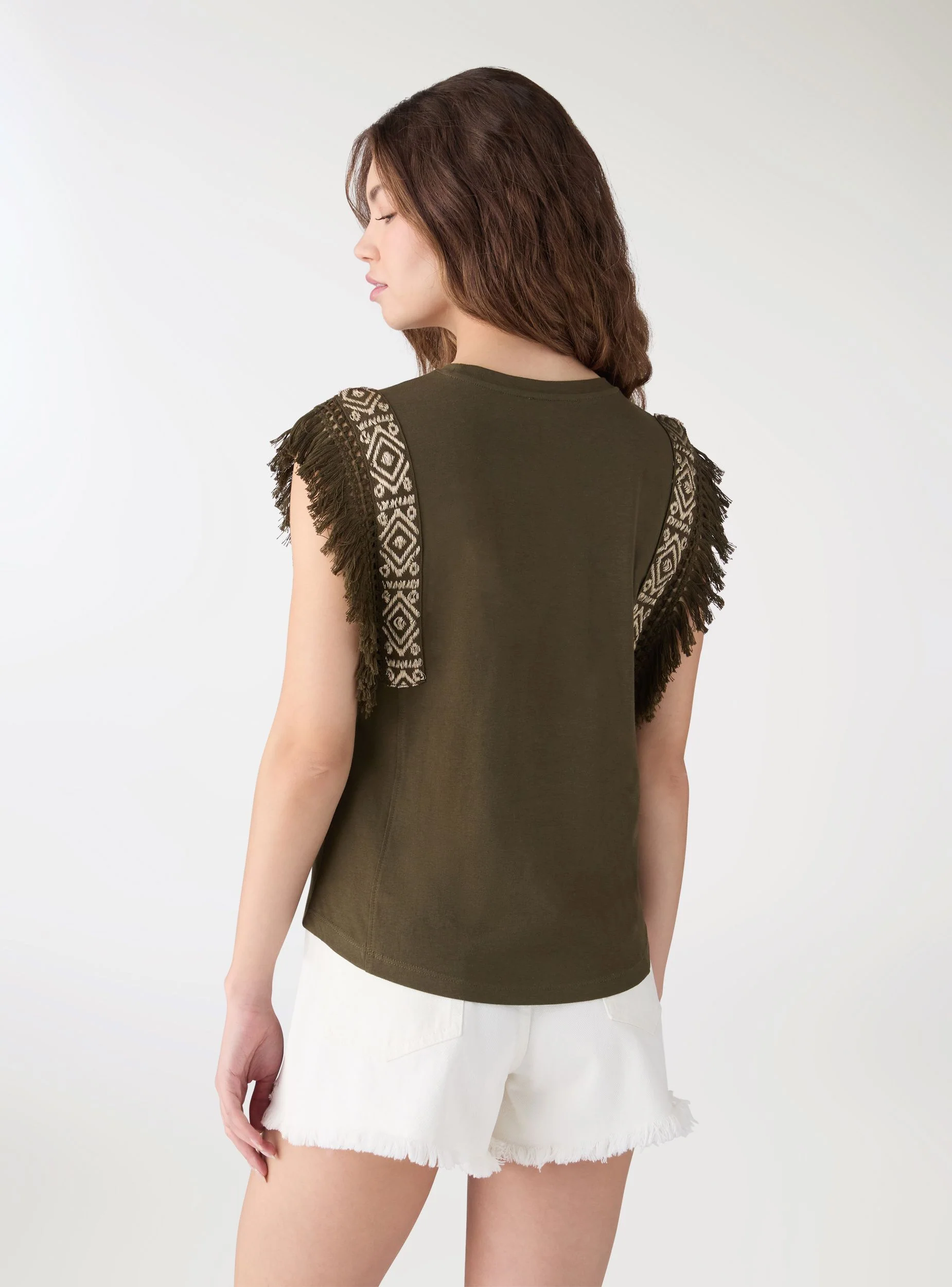 T-shirt ampia con ricami e frange - Image 2