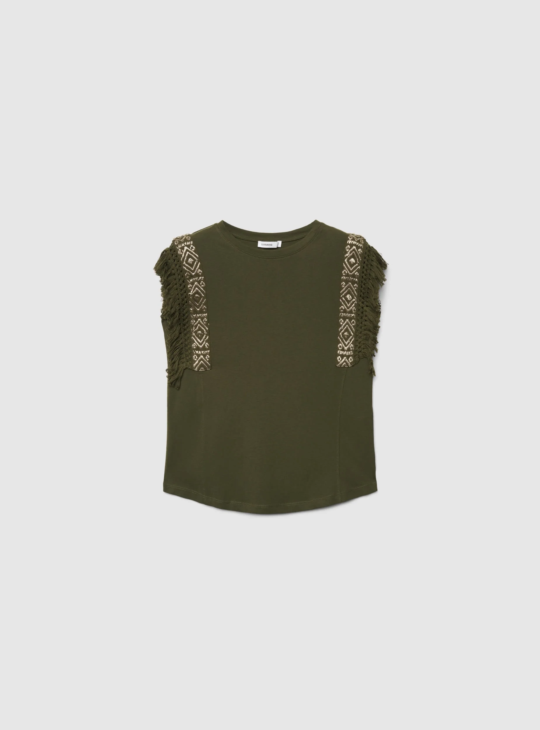 T-shirt ampia con ricami e frange - Image 5