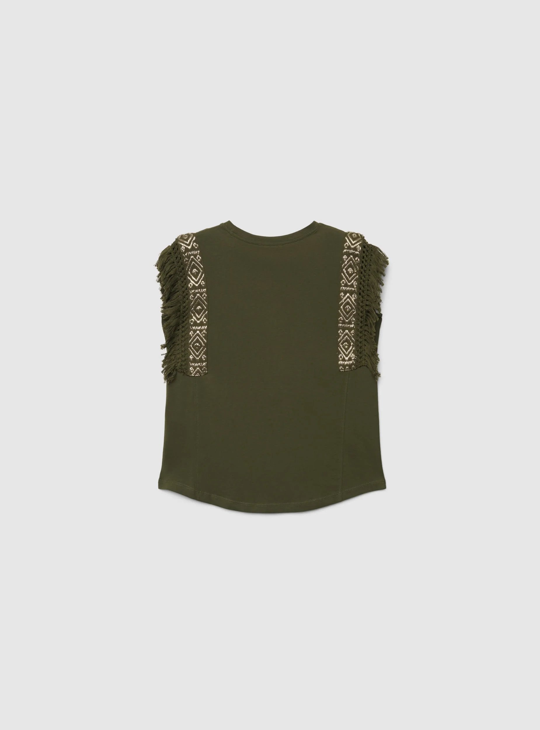 T-shirt ampia con ricami e frange - Image 6