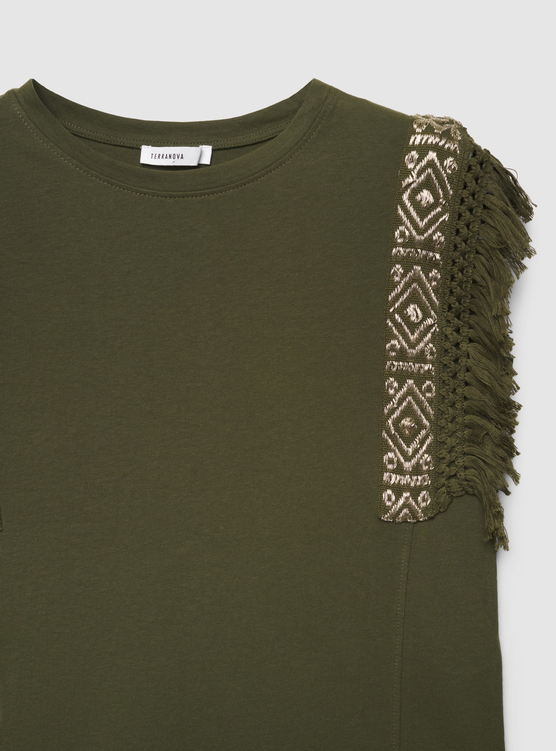 T-shirt ampia con ricami e frange - Image 7