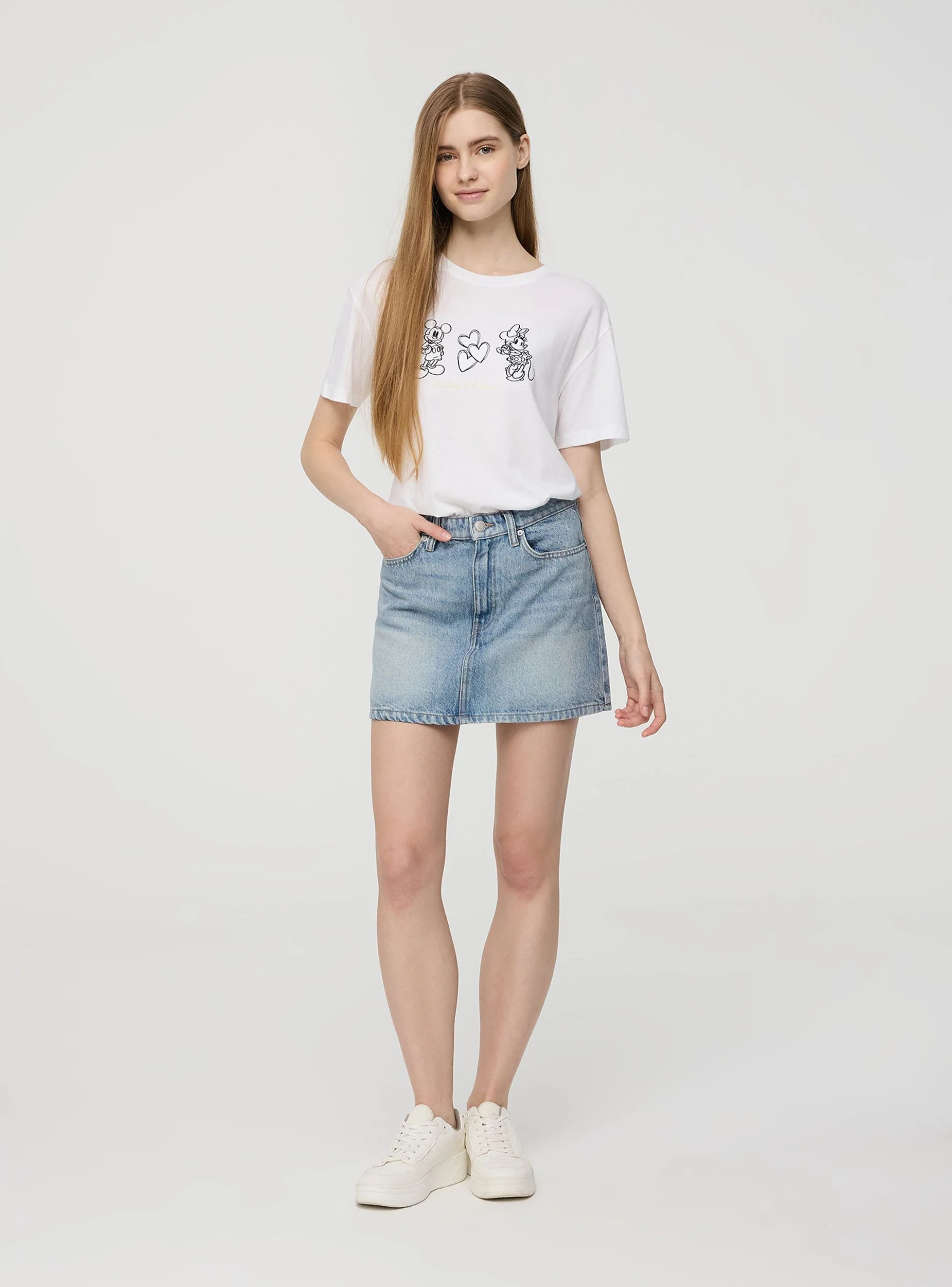 T-shirt ampia con ricamo Minnie e Topolino®