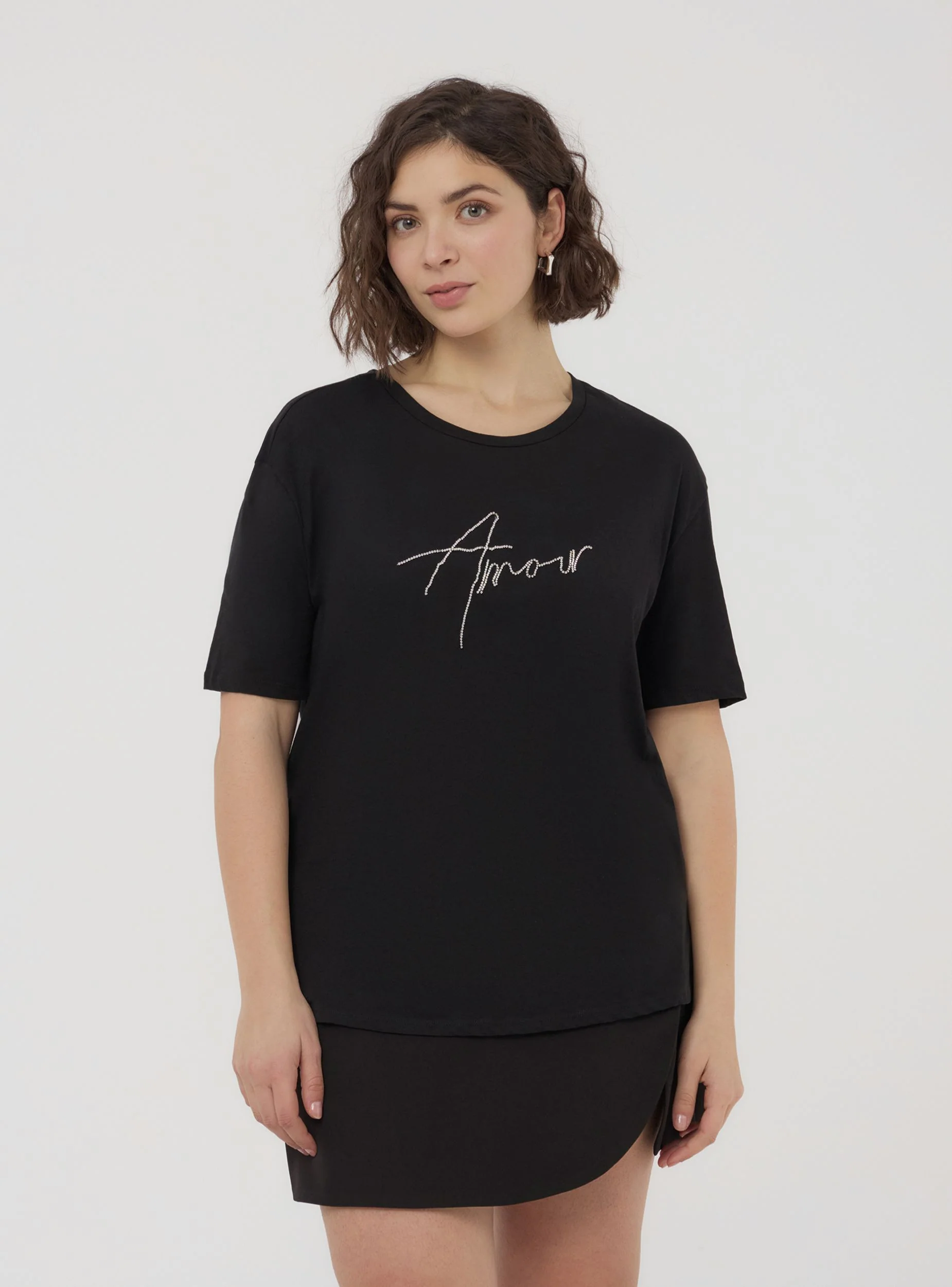 T-shirt ampia con scritta con applicazioni - Image 3