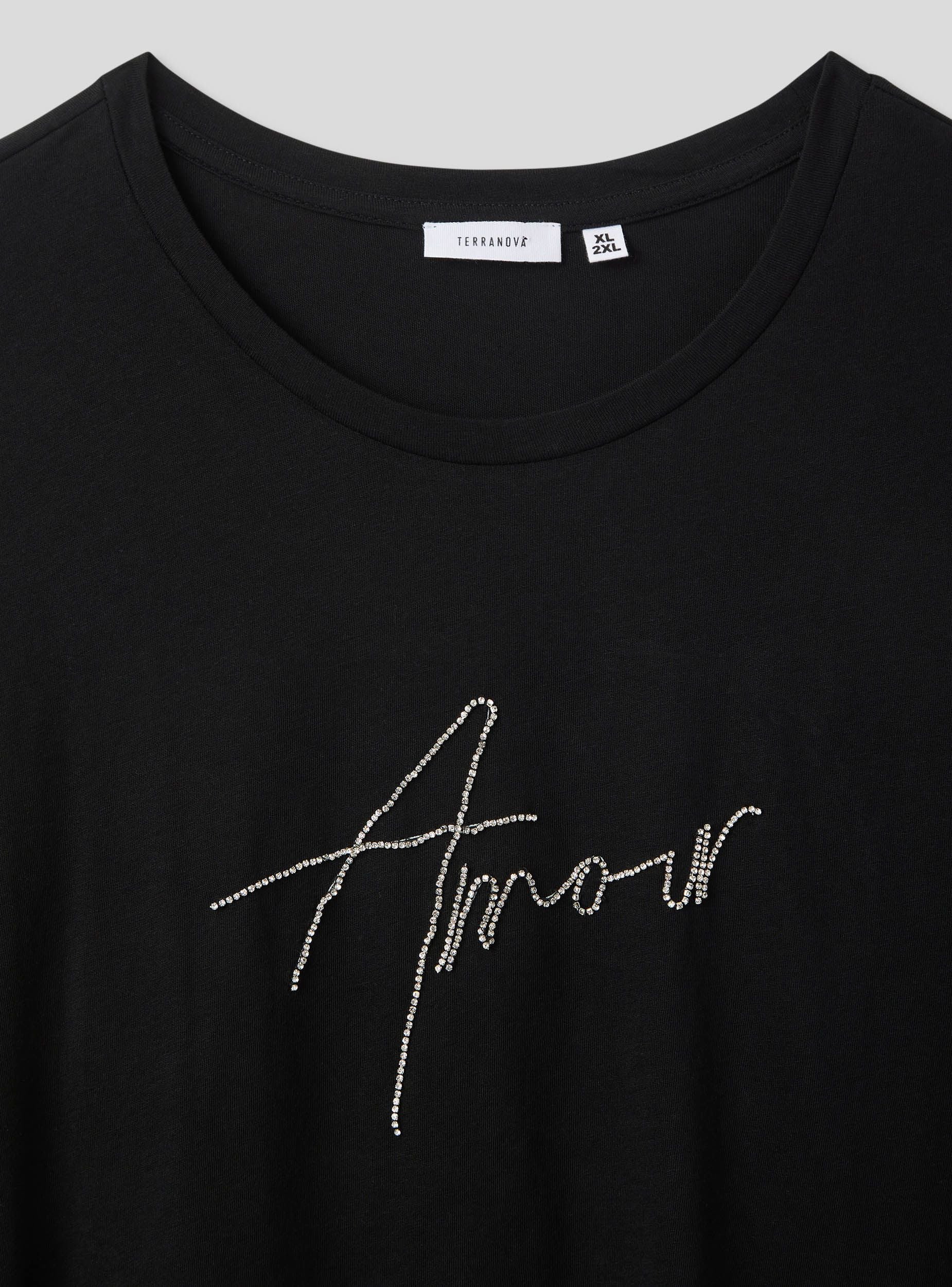 T-shirt ampia con scritta con applicazioni - Image 4