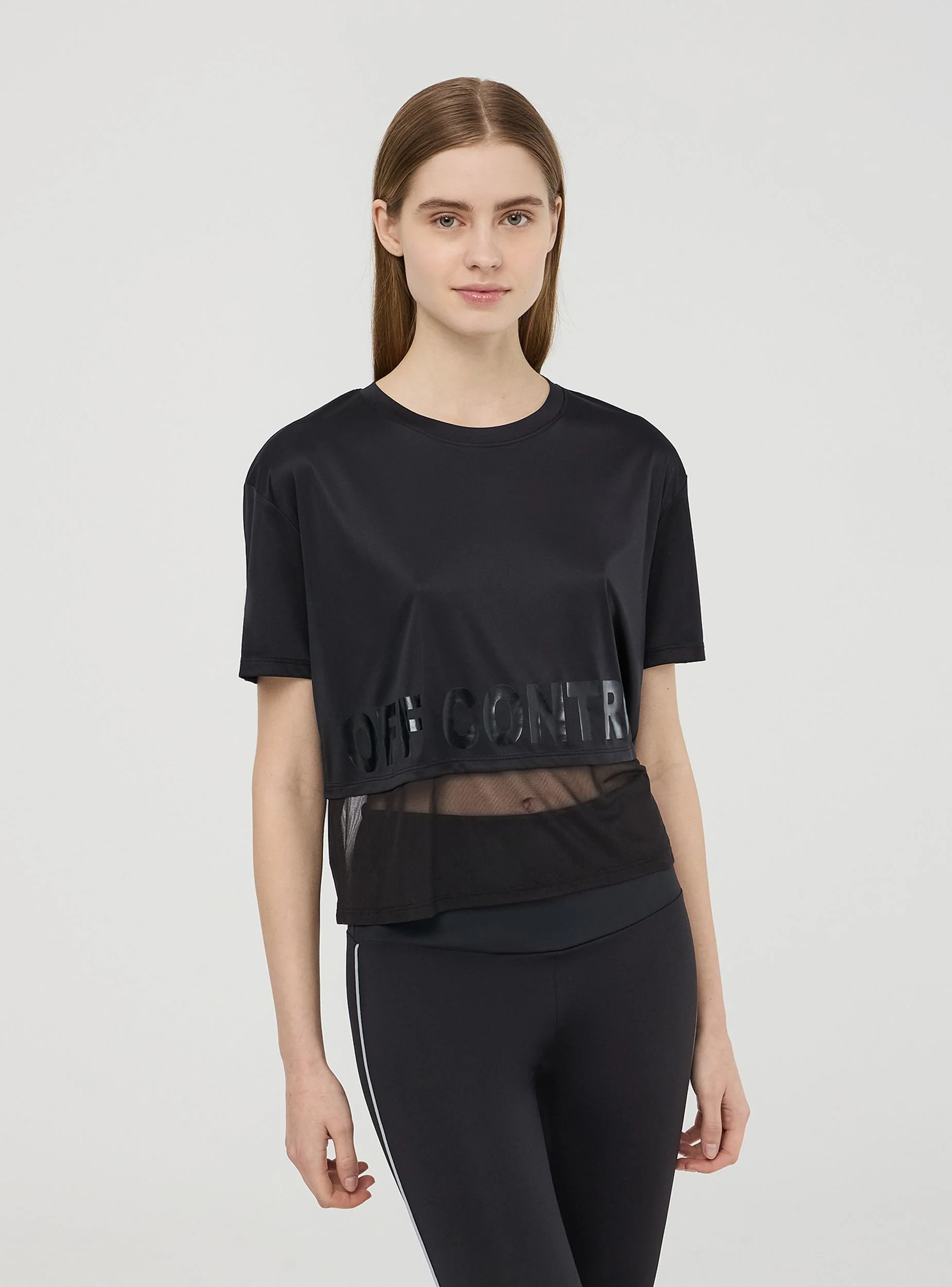 T-shirt ampia con scritta e trasparenze - Image 3