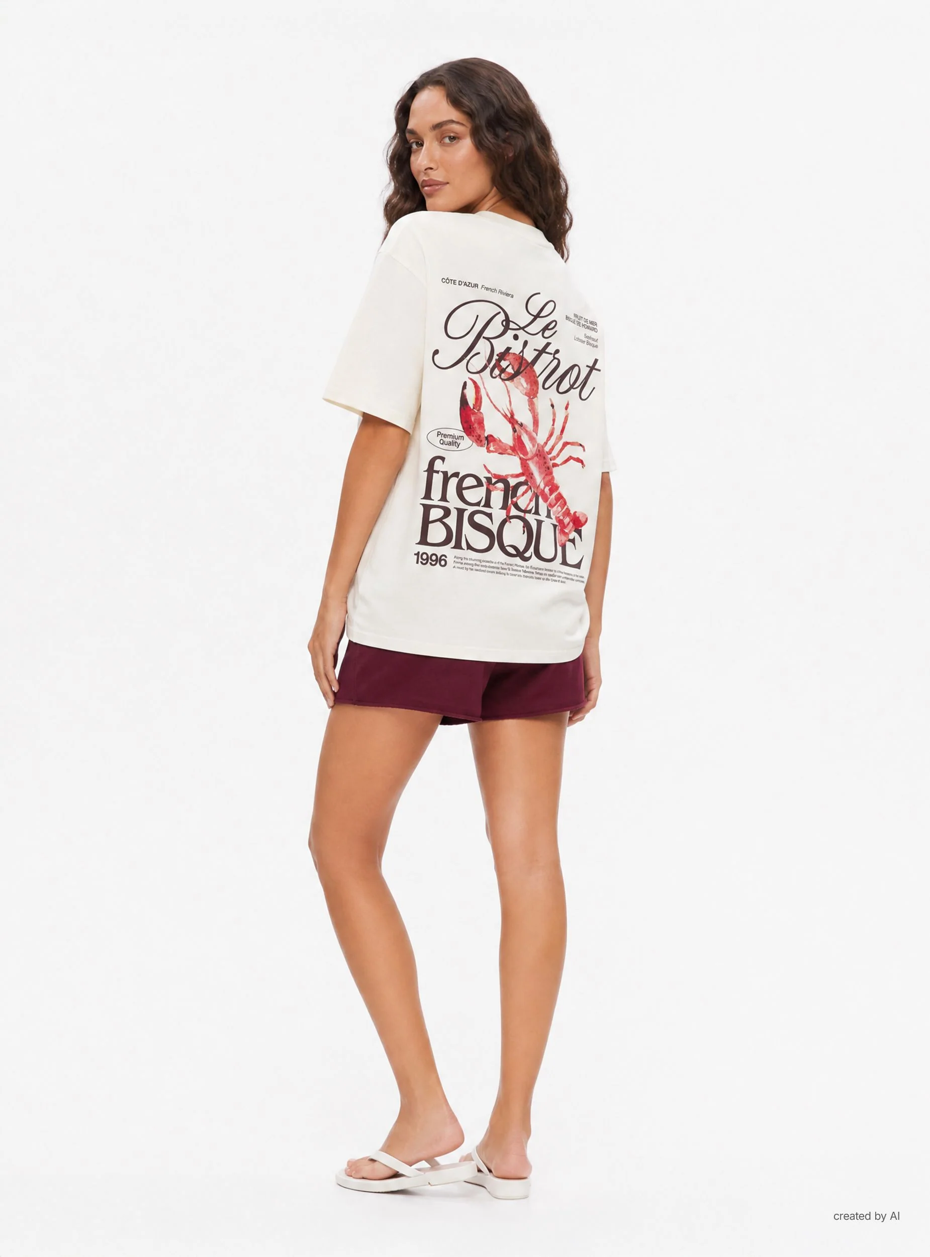 T-shirt ampia con stampa aragosta retro - Image 8