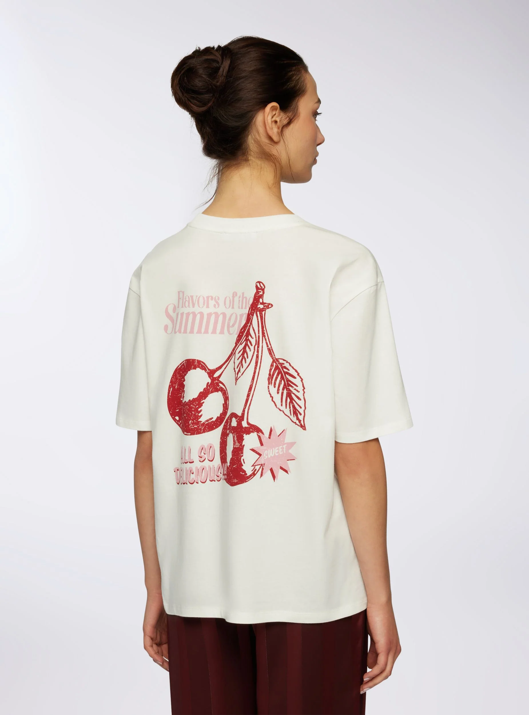 T-shirt ampia con stampa ciliegie fronte/retro - Image 2