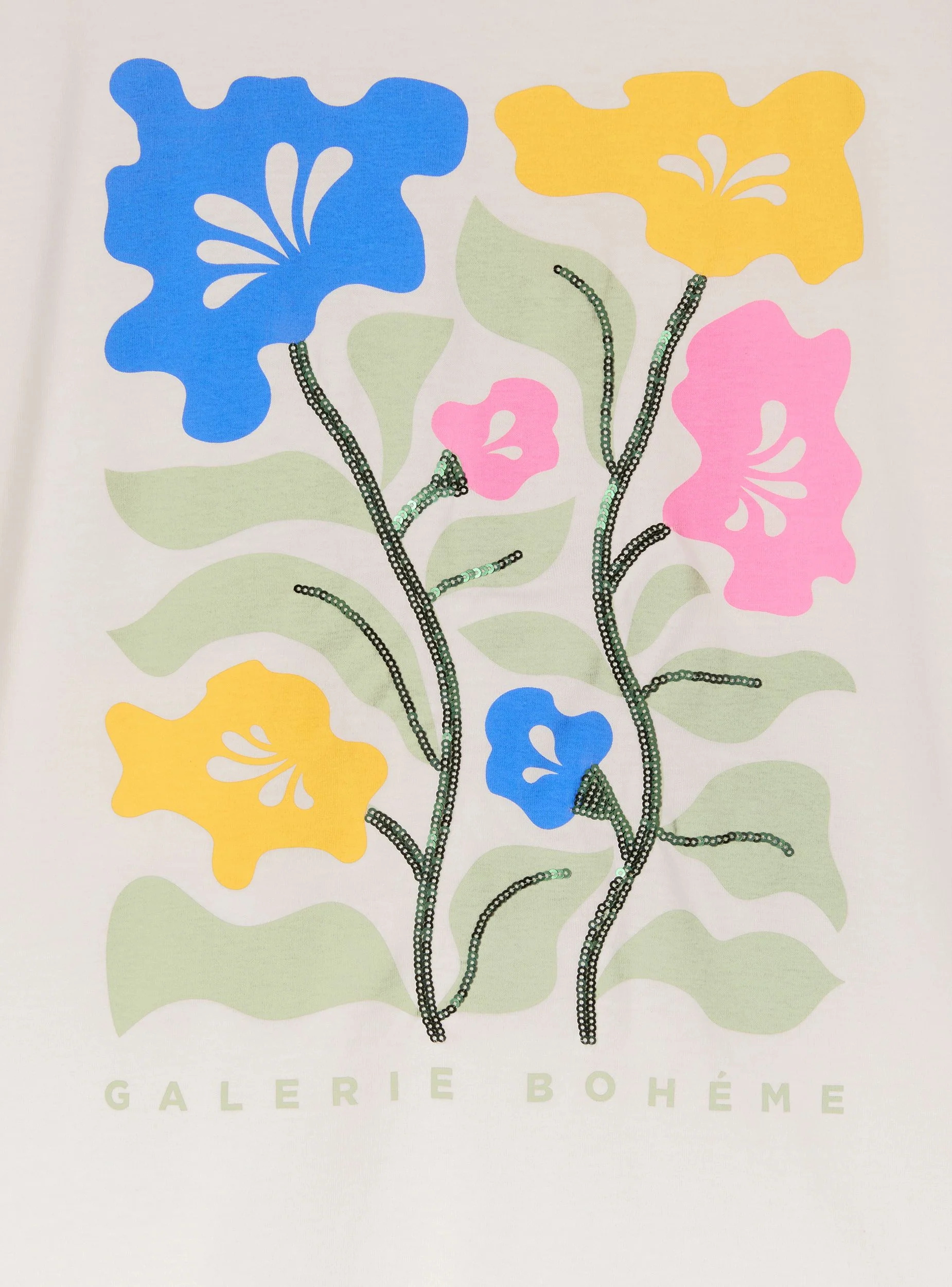 T-shirt ampia con stampa fiori e paillettes - Image 6