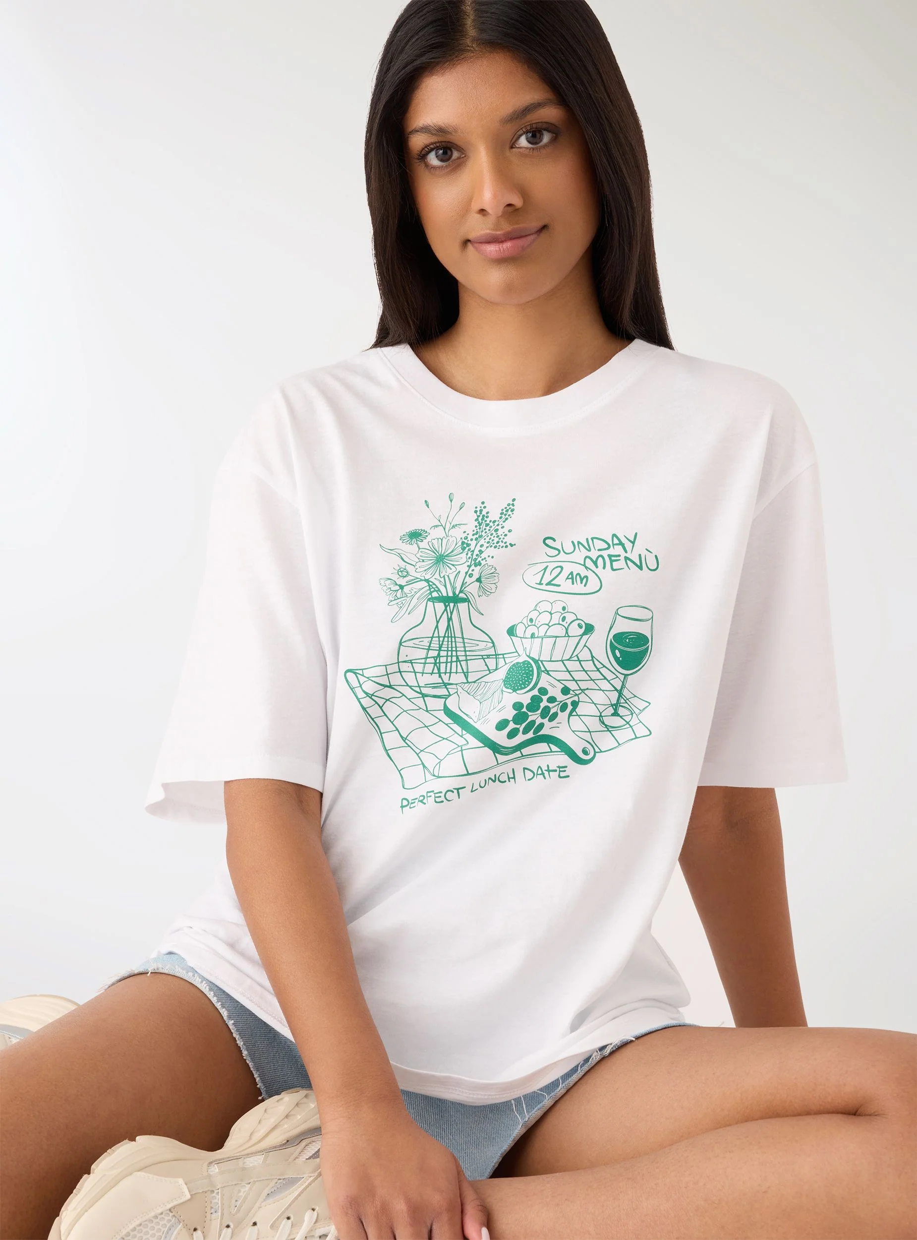 T-shirt ampia con stampa food - Image 8