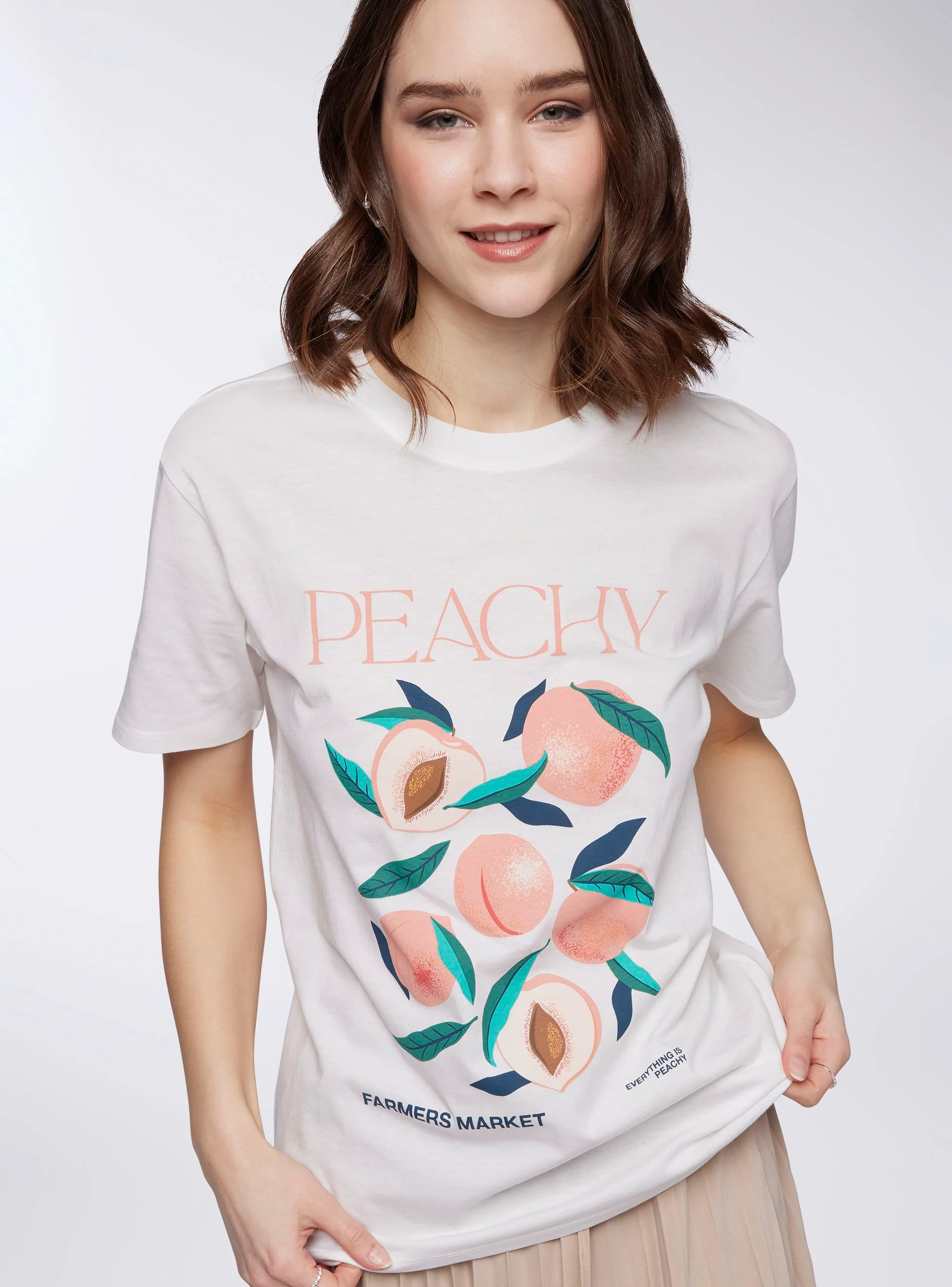 T-shirt ampia con stampa frutta