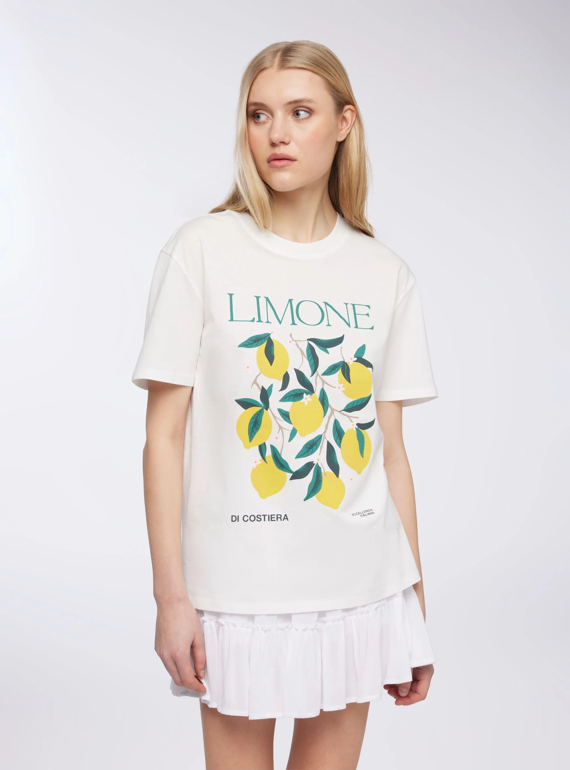 T-shirt ampia con stampa frutta