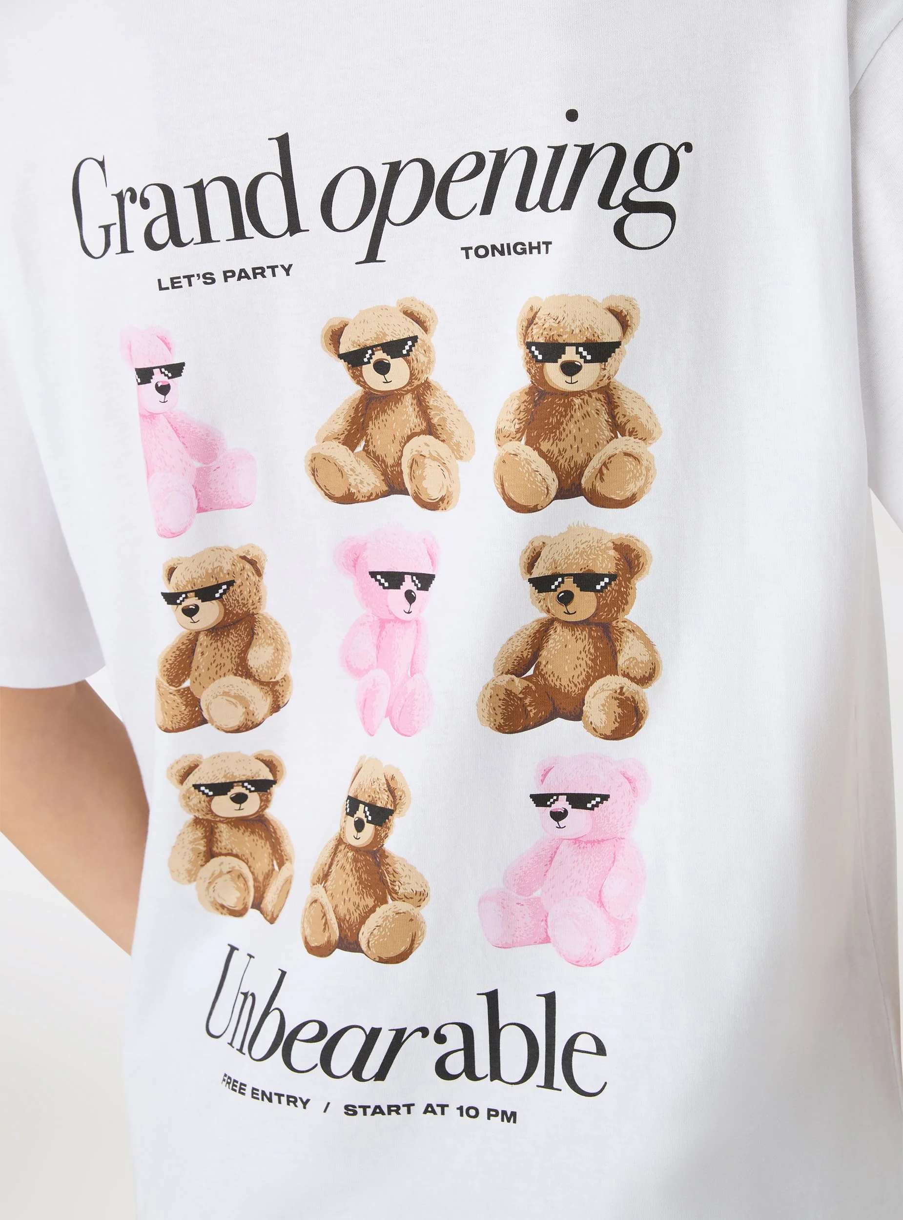 T-shirt ampia con stampa orsetti retro - Image 4