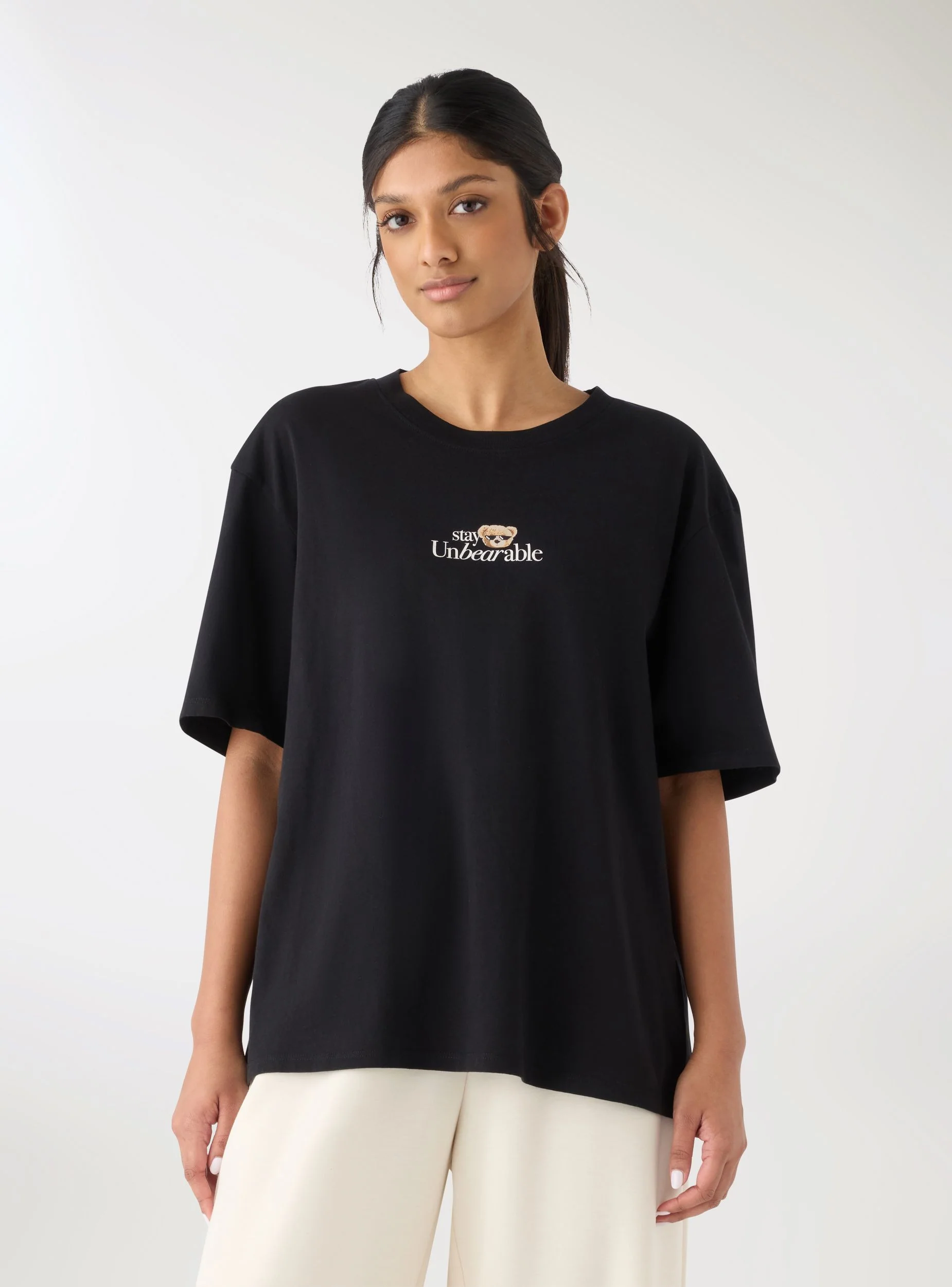 T-shirt ampia con stampa orsetti retro - Image 2