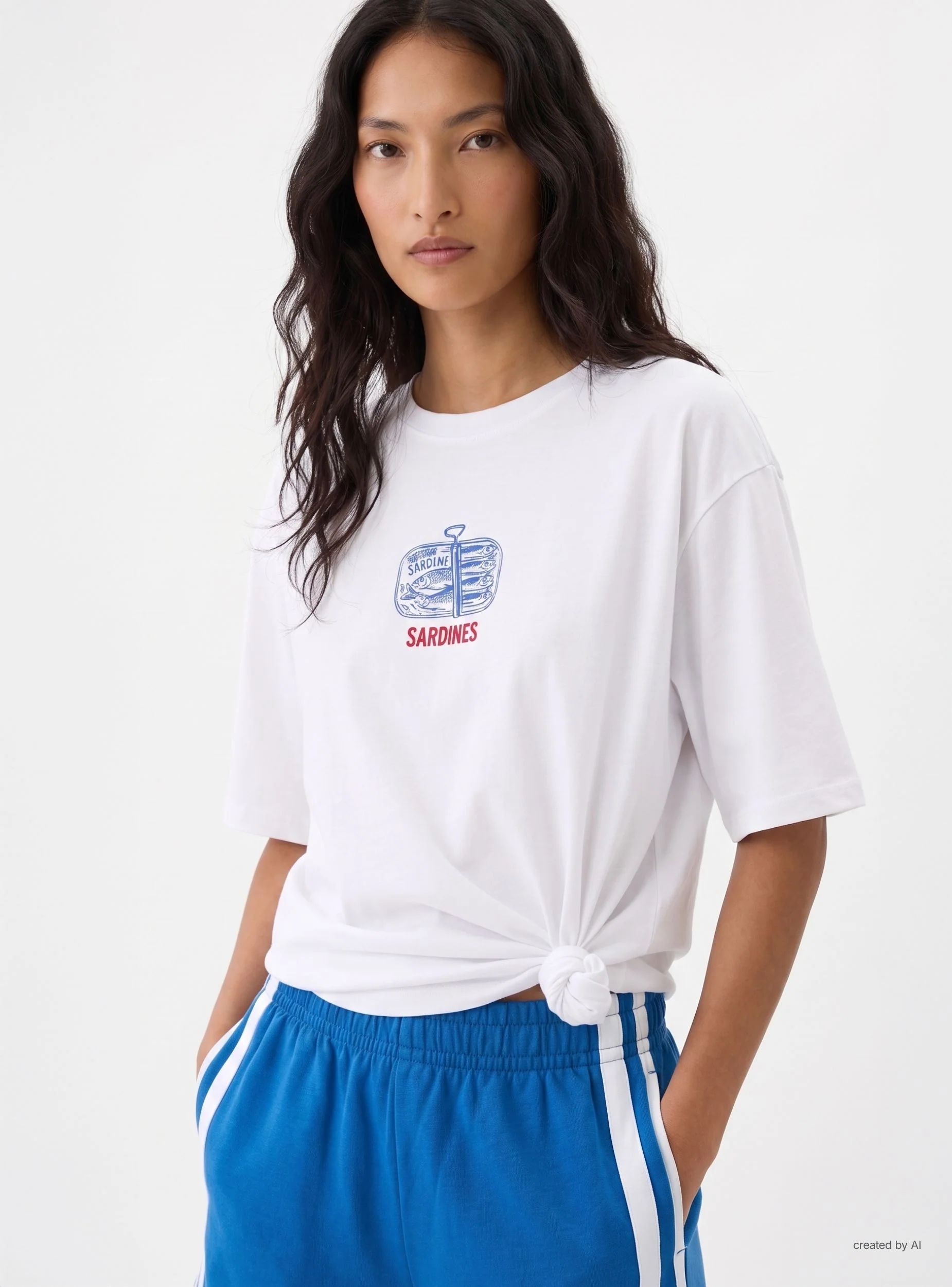 T-shirt ampia con stampa sardine - Image 2
