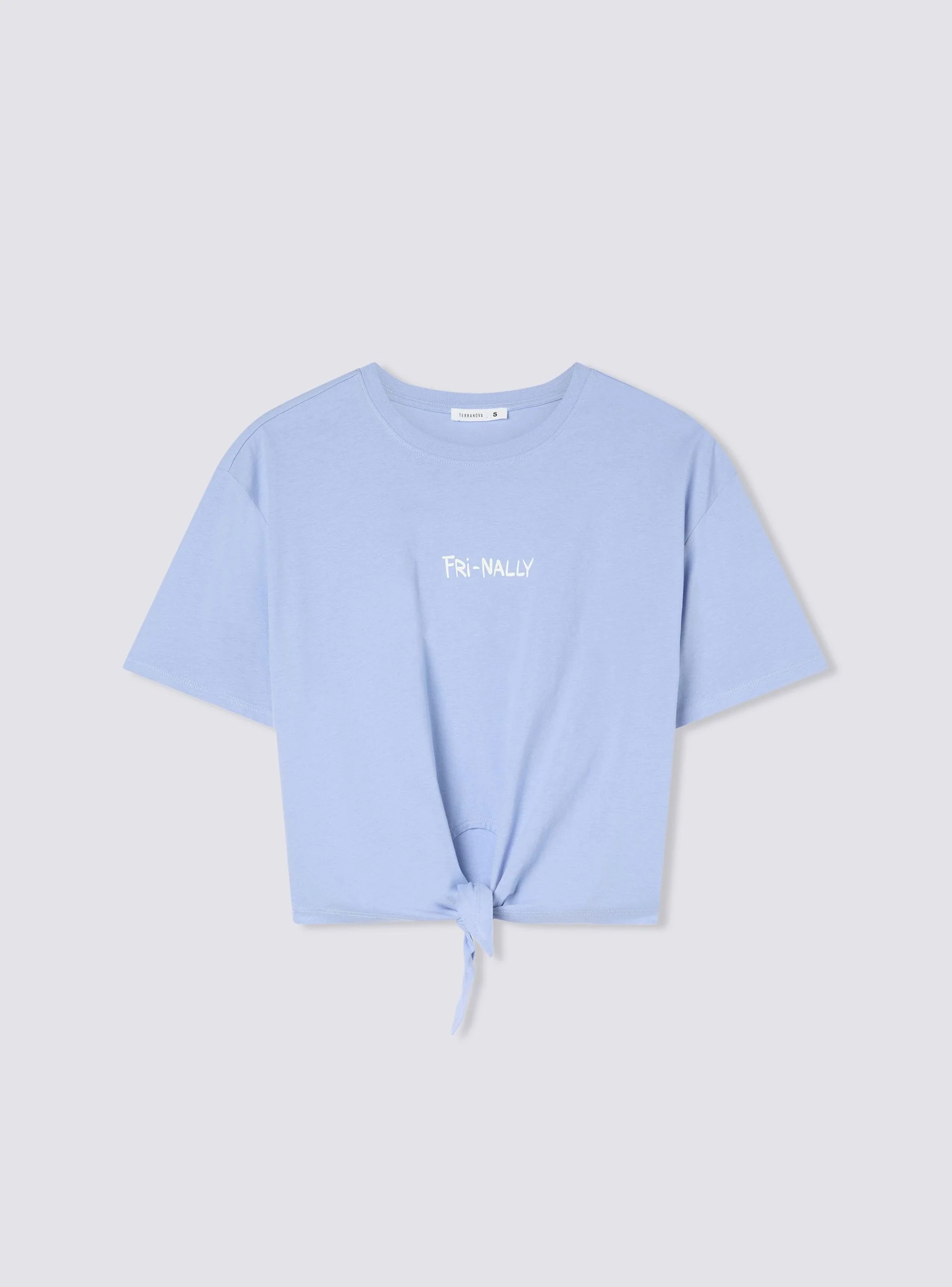 T-shirt ampia crop con nodo e scritta simpatica - Image 7