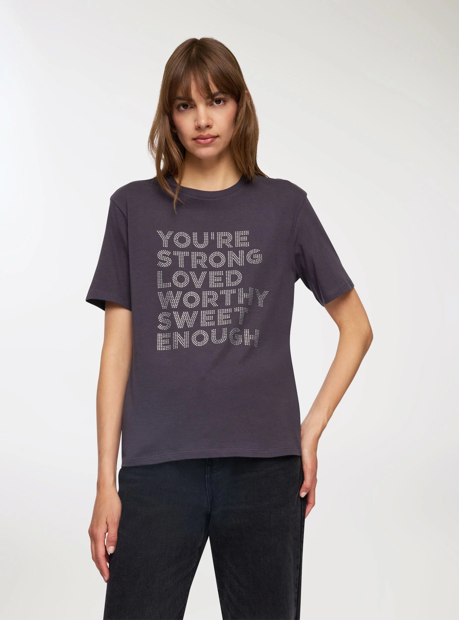 T-shirt ampia scritta luccicante - Image 2