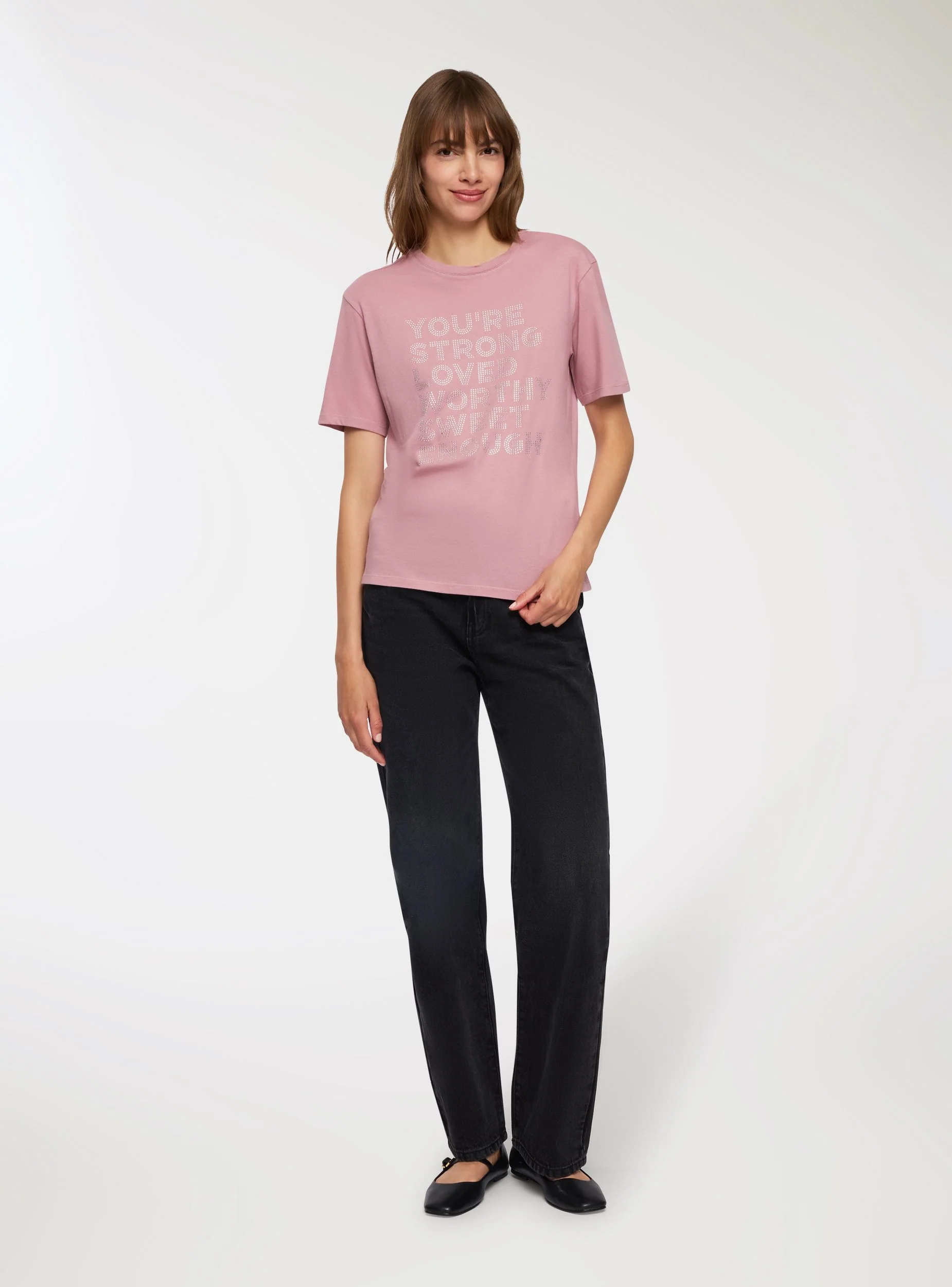 T-shirt ampia scritta luccicante - Image 3