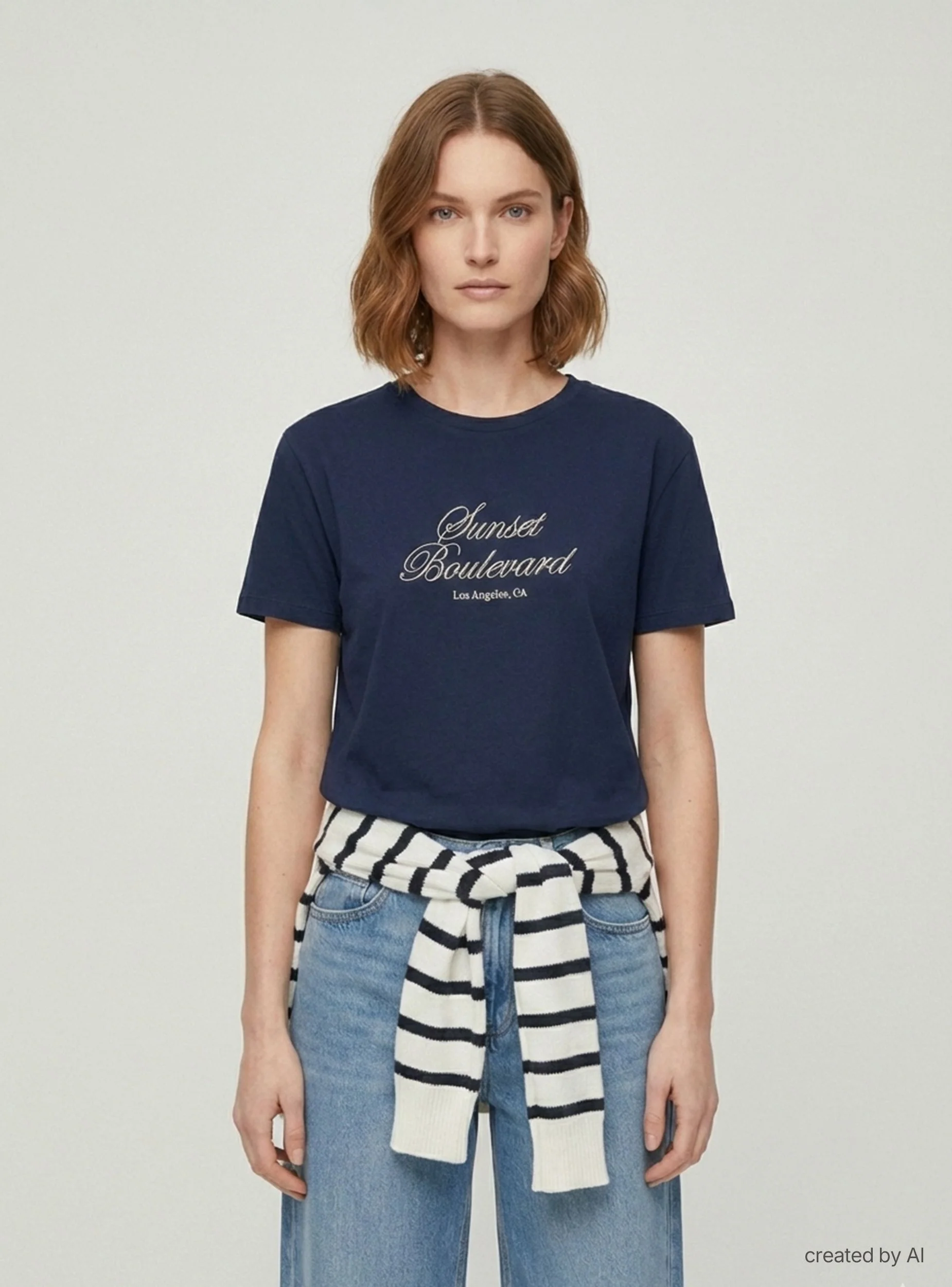 T-shirt ampia stampa college ricamata - Image 3