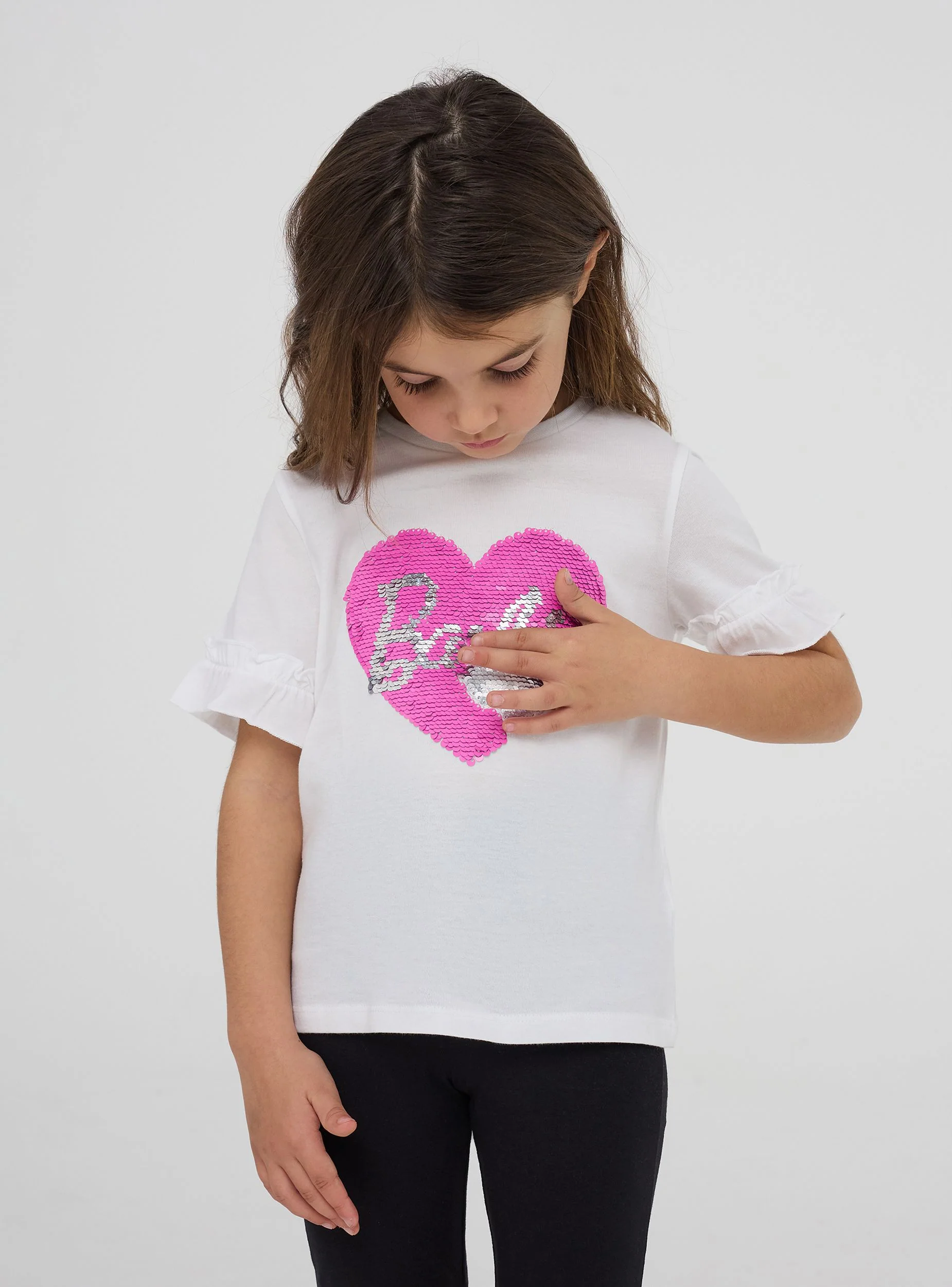 T-shirt Barbie® con cuore di paillettes