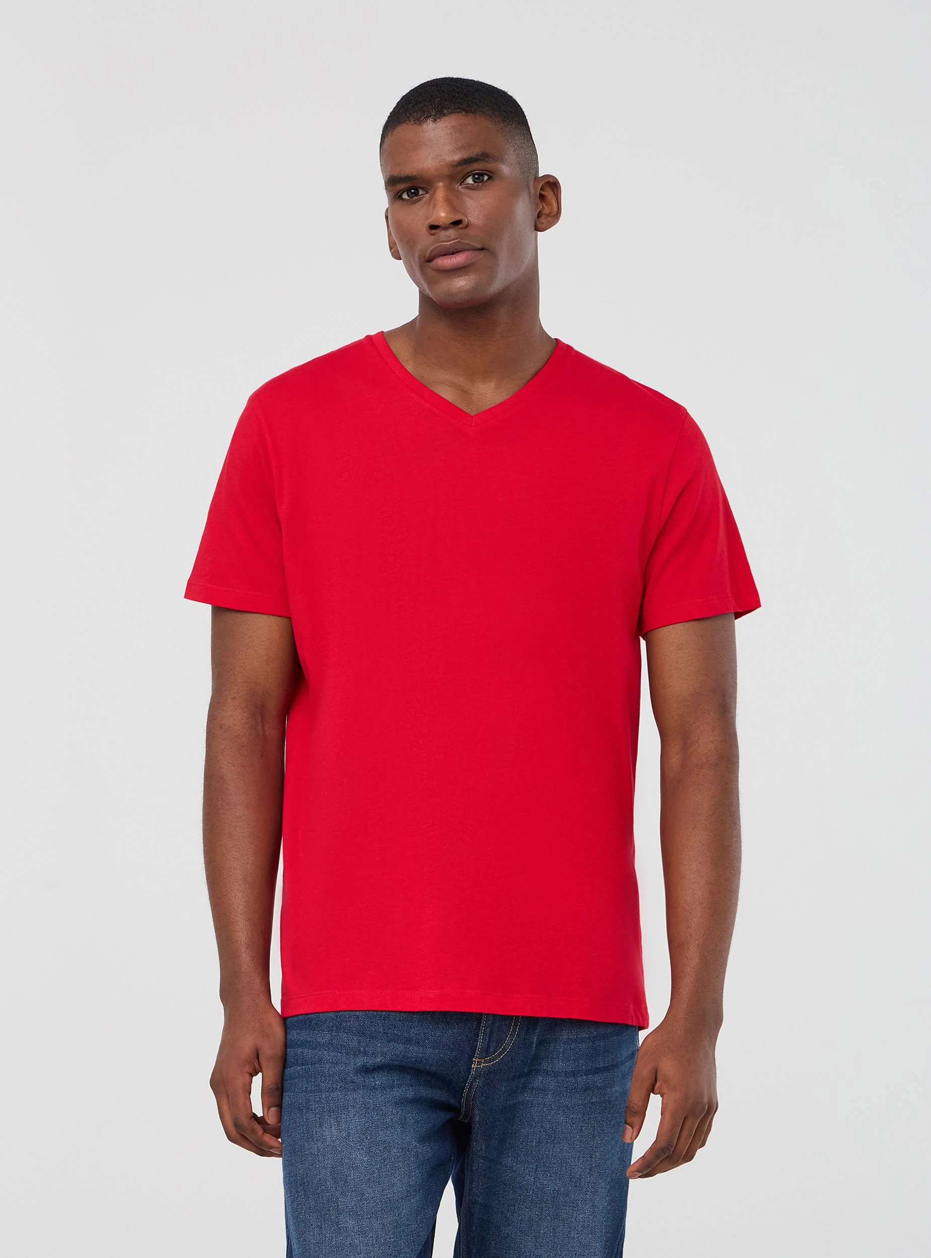 T-shirt basic con scollo a v - Image 7