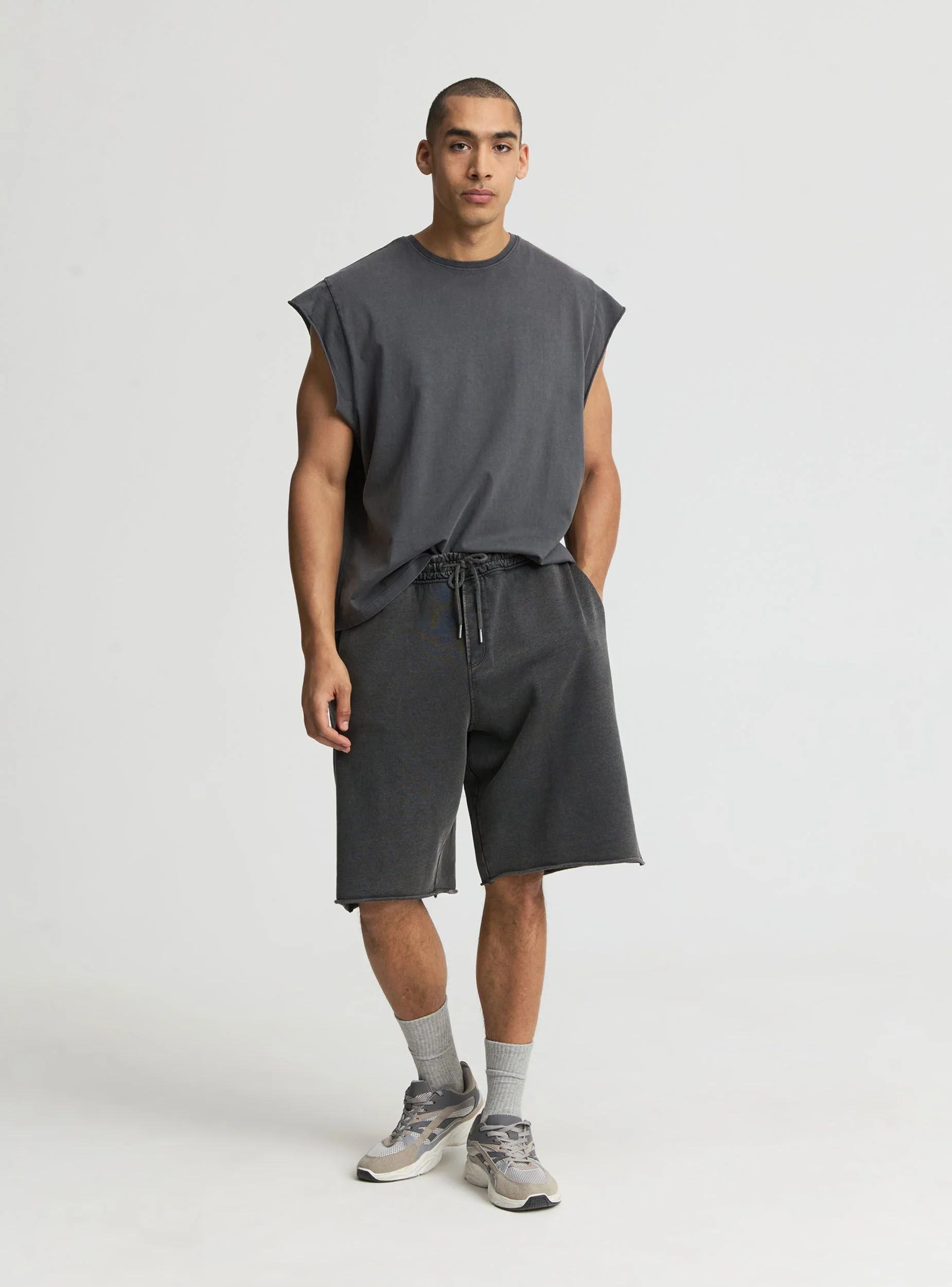 T-shirt boxy a tinta unita con maniche ad aletta