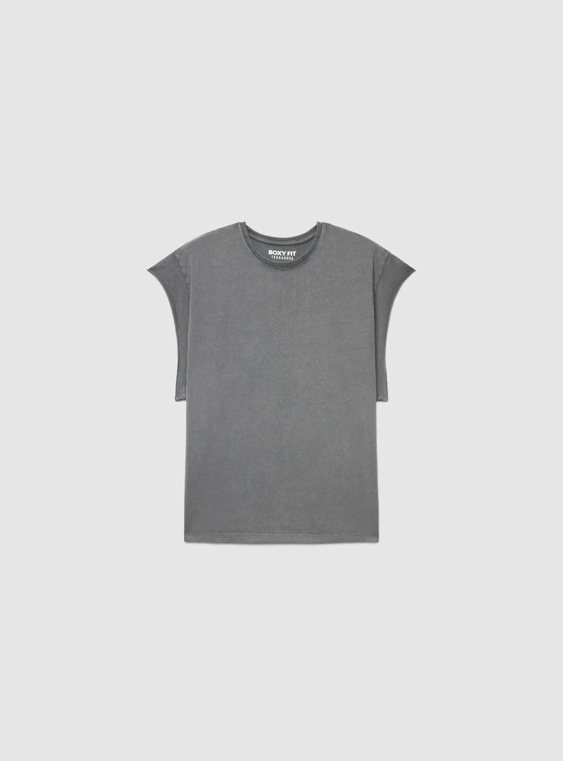 T-shirt boxy a tinta unita con maniche ad aletta - Image 5