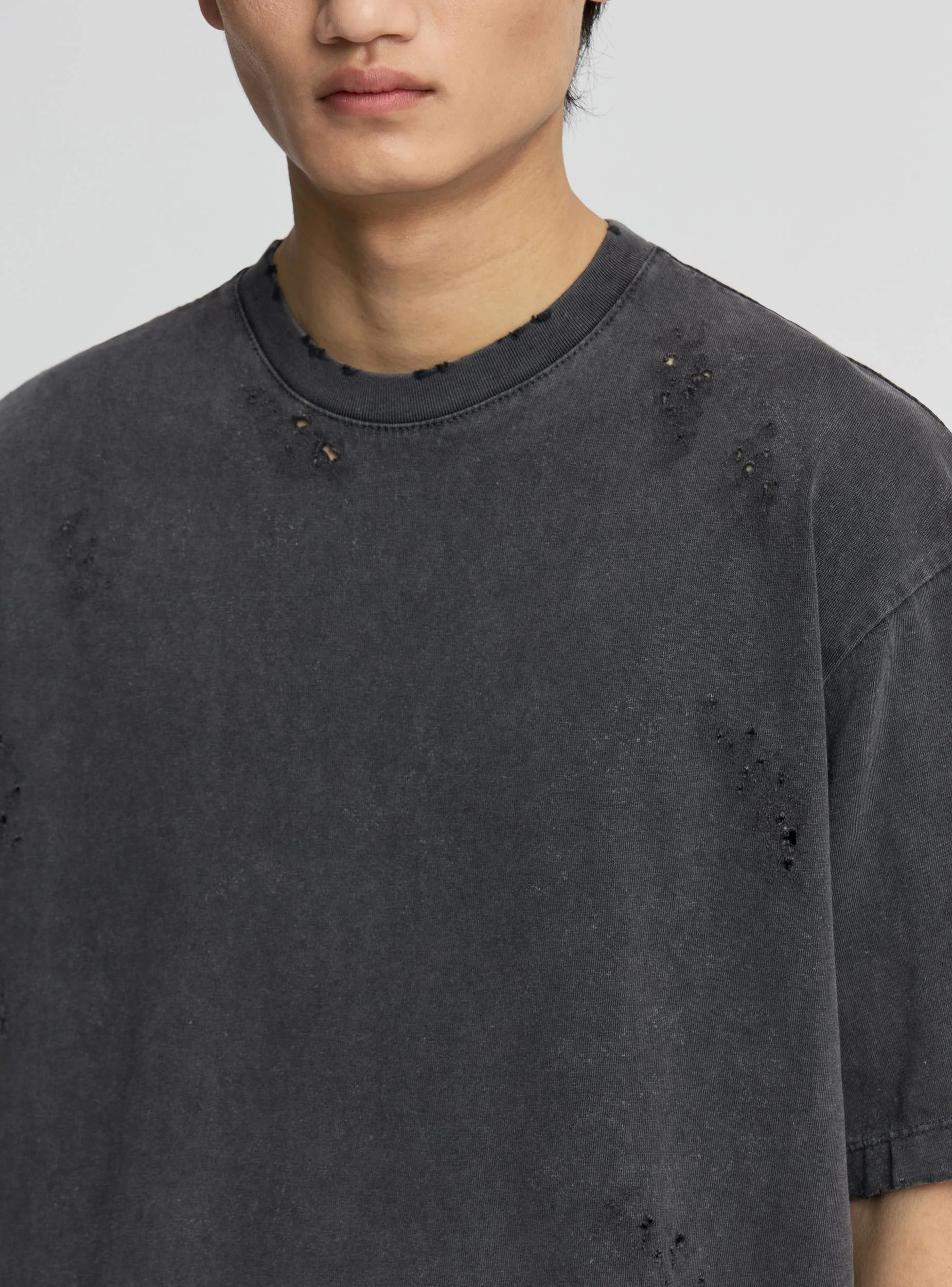 T-shirt boxy con strappi effetto acid wash - Image 3
