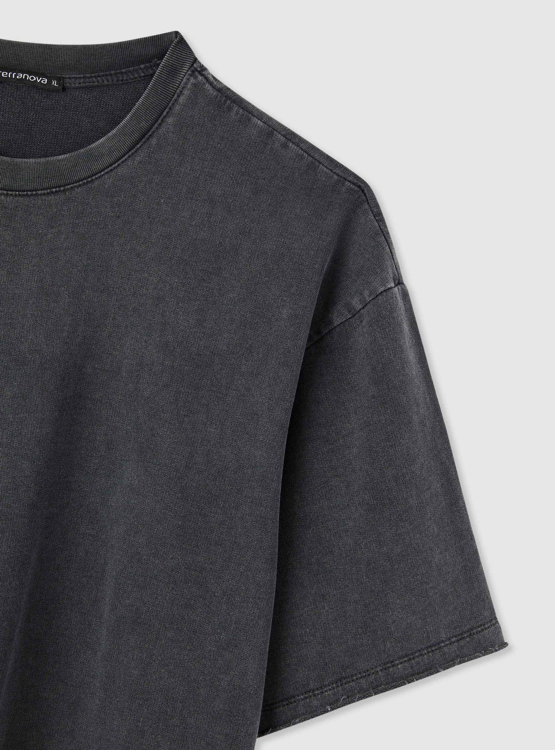 T-shirt boxy effetto acid wash a tinta unita - Image 6
