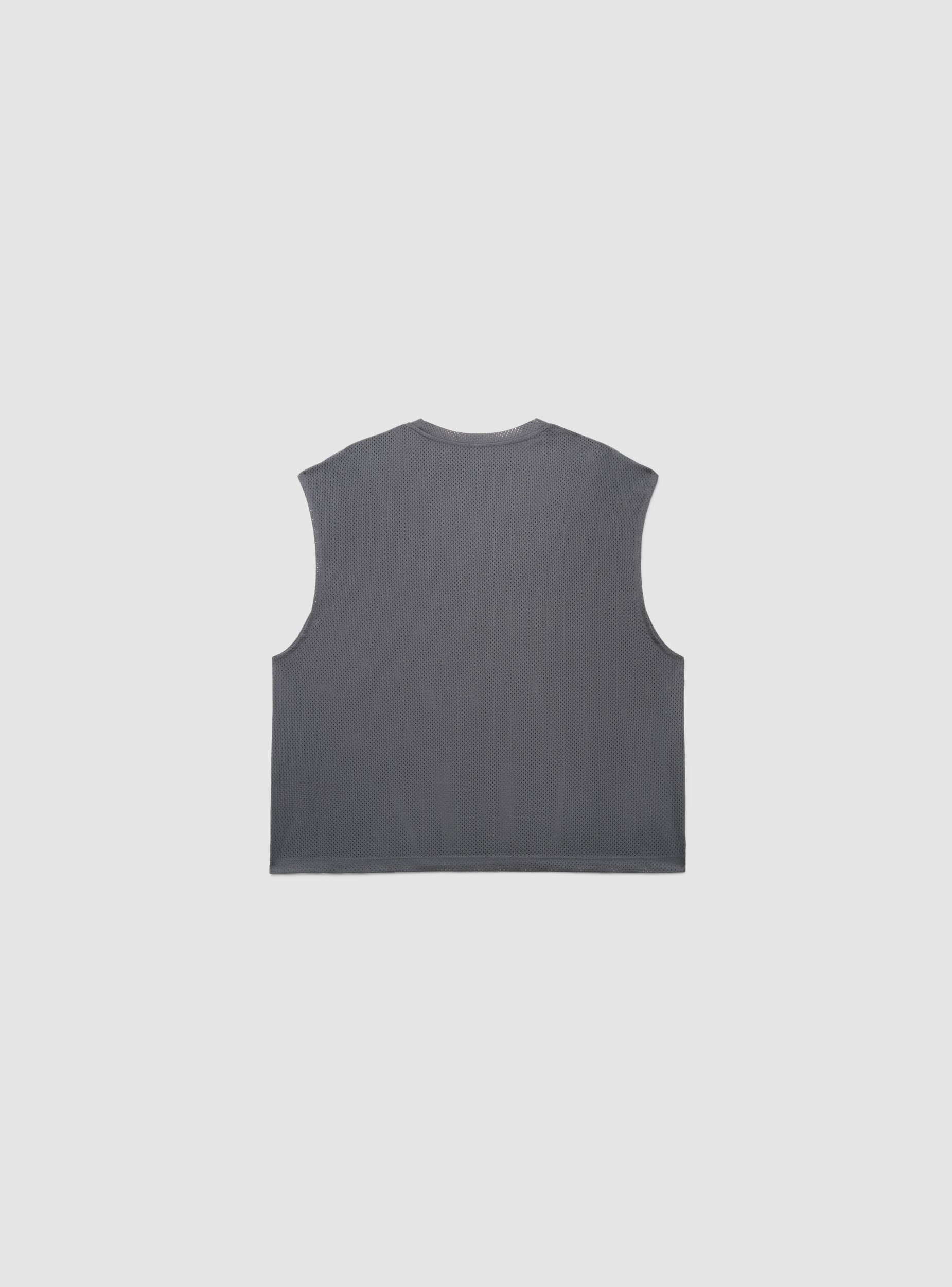T-shirt boxy smanicata in rete con stampa college - Image 6