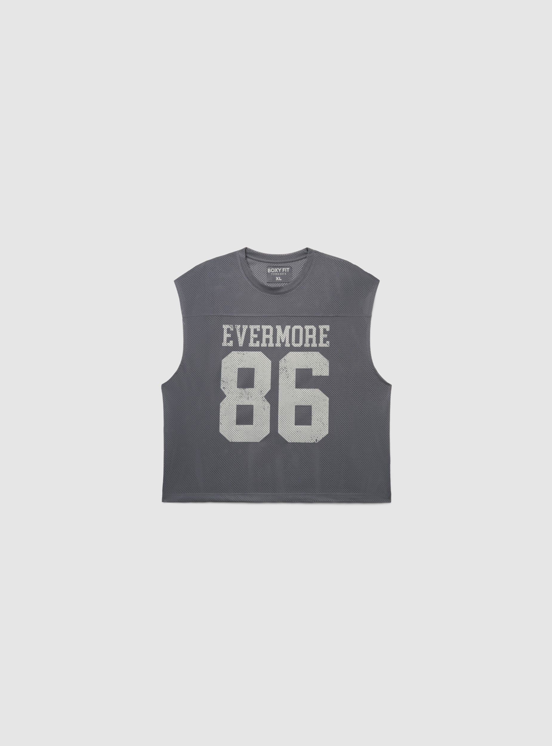 T-shirt boxy smanicata in rete con stampa college - Image 7