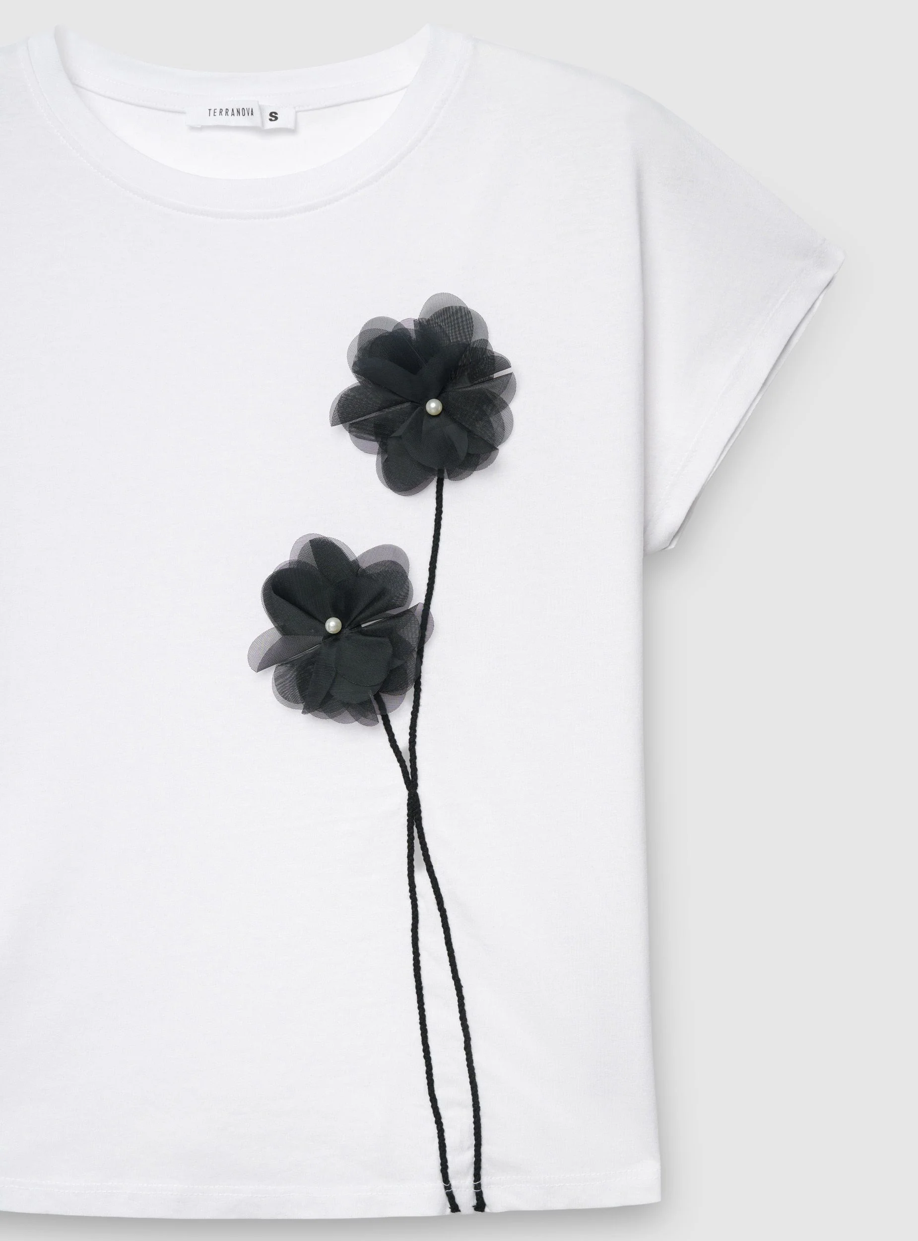 T-shirt con applicazioni floreali - Image 6