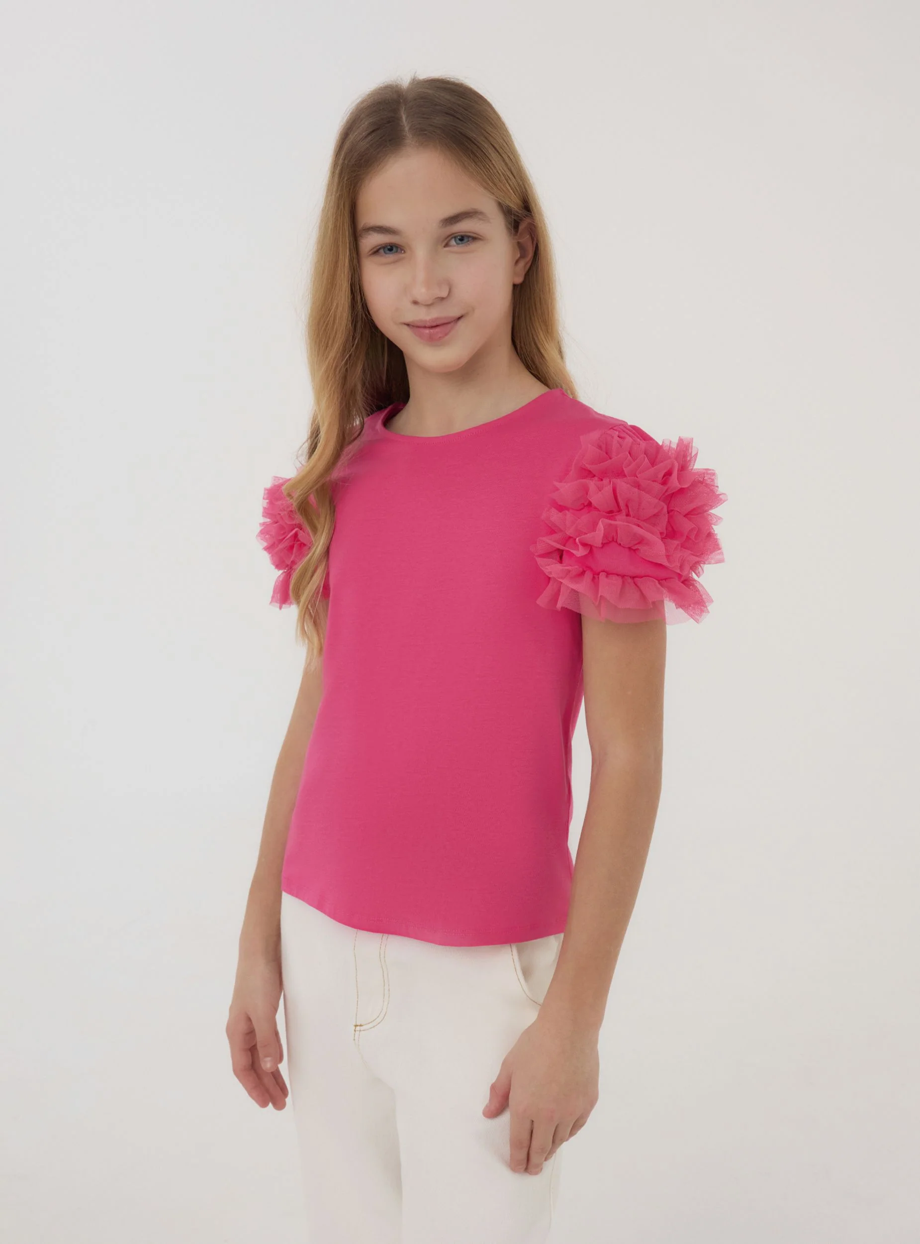 T-shirt con balze in tulle - Image 3