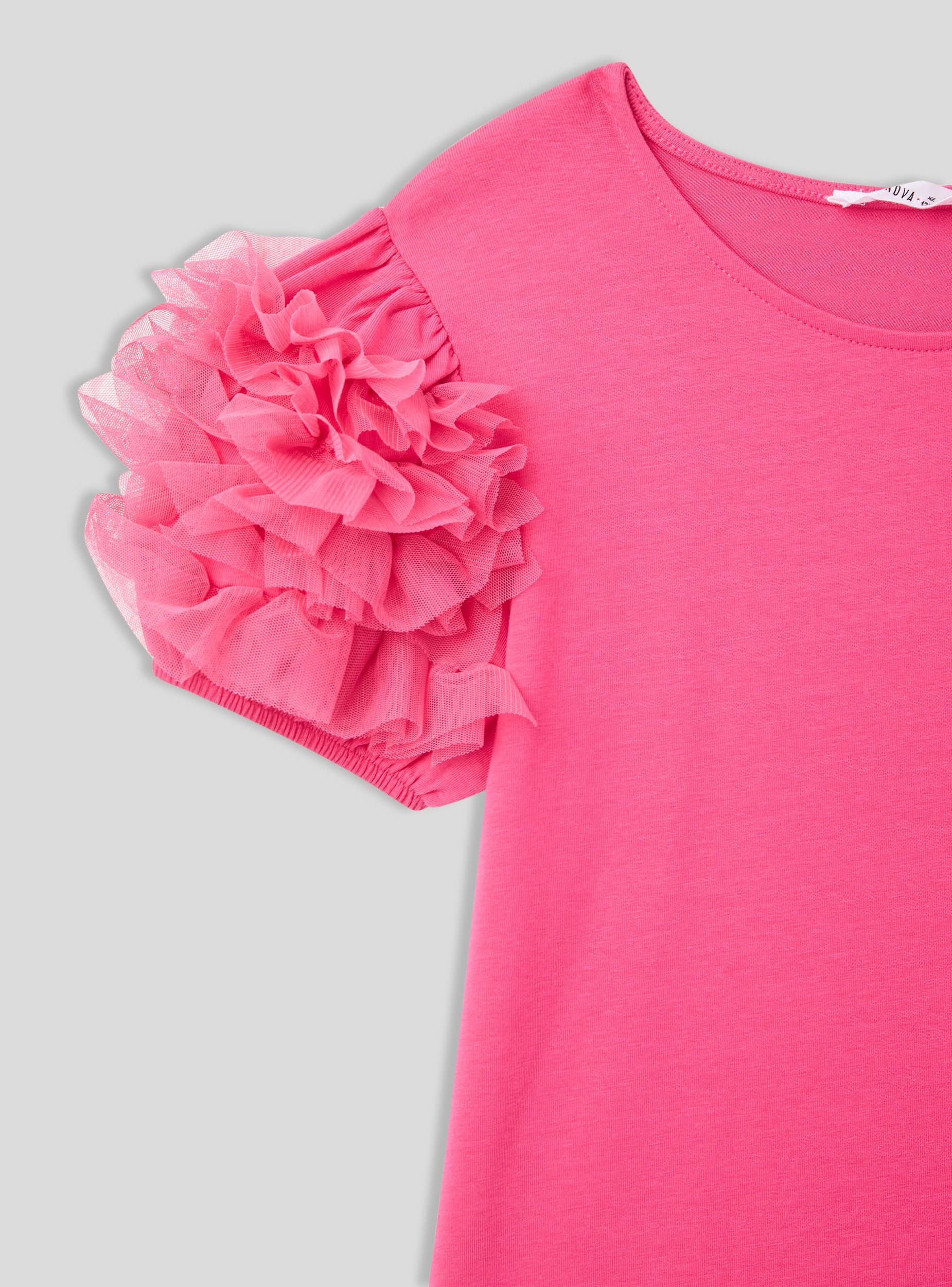 T-shirt con balze in tulle - Image 7
