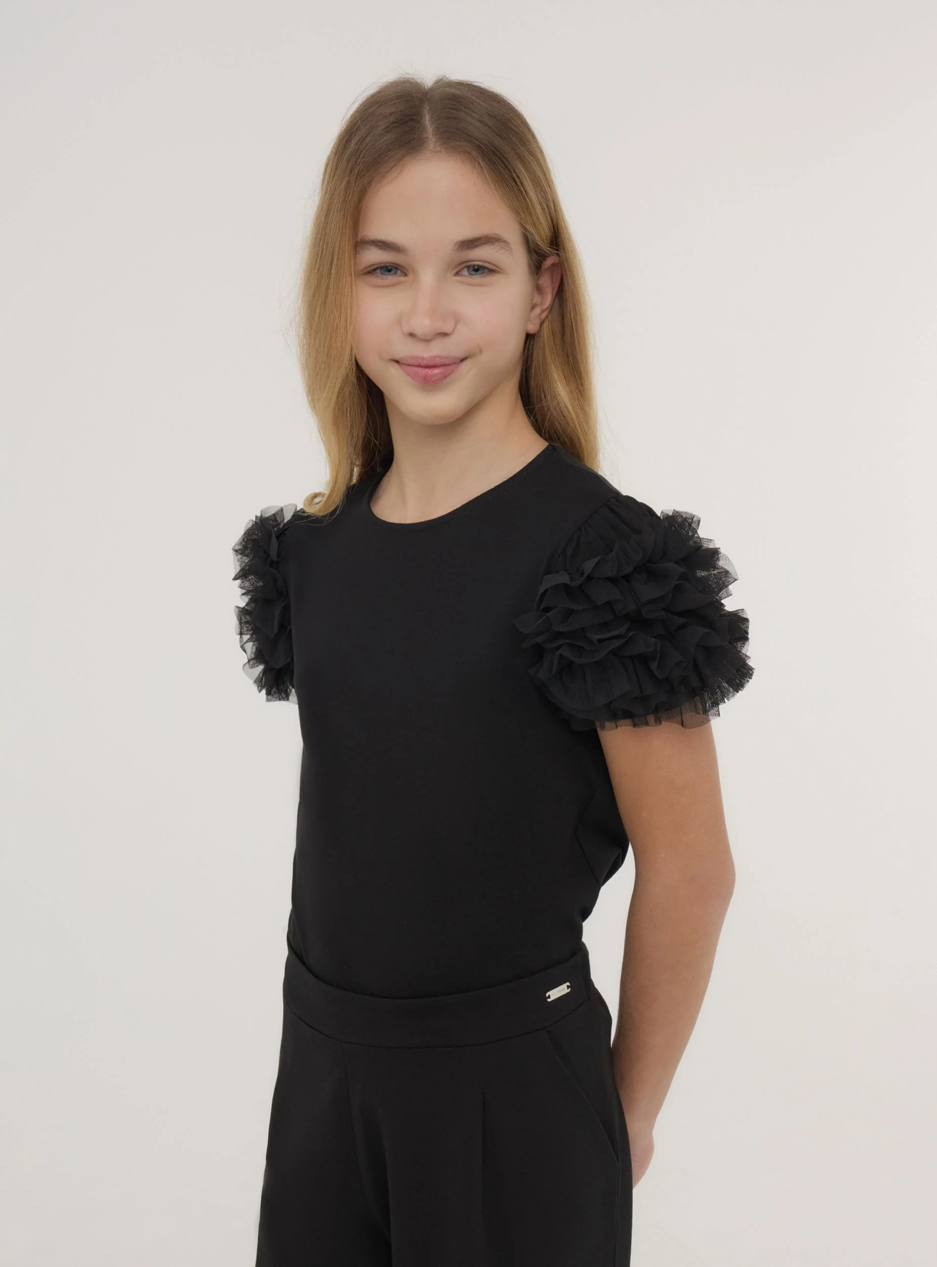 T-shirt con balze in tulle - Image 3