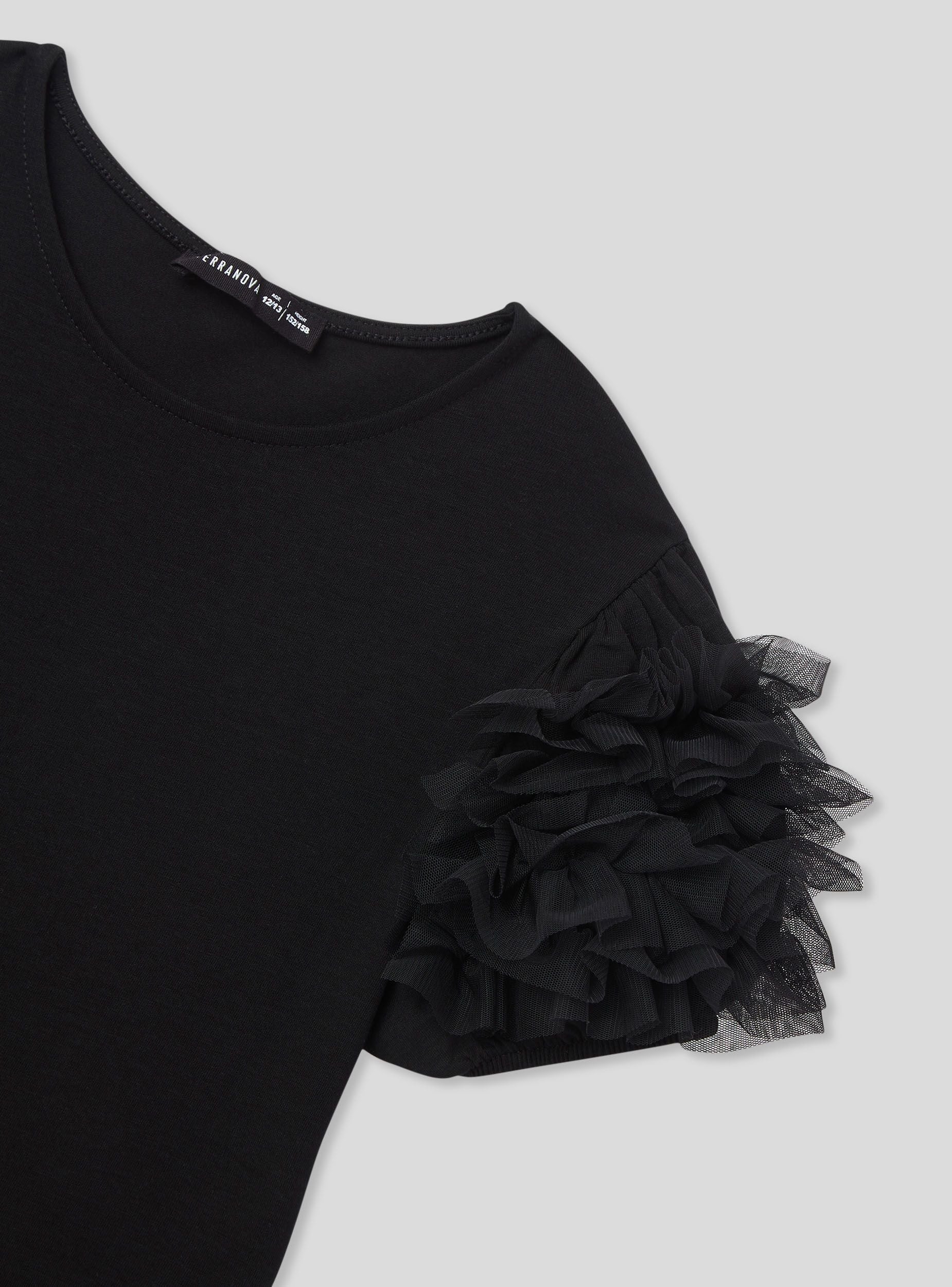 T-shirt con balze in tulle - Image 5