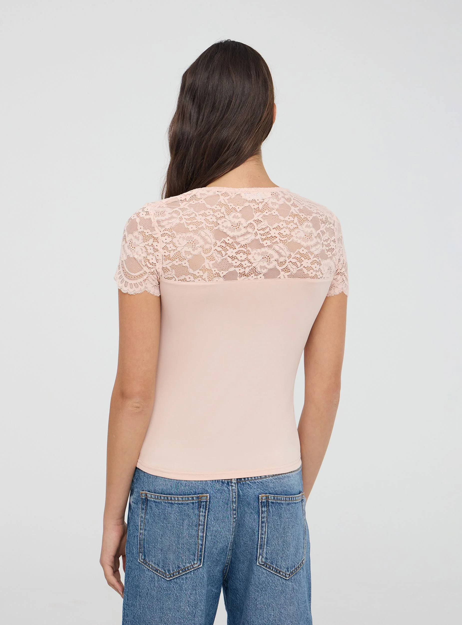 T-shirt con dettagli in pizzo - Image 3