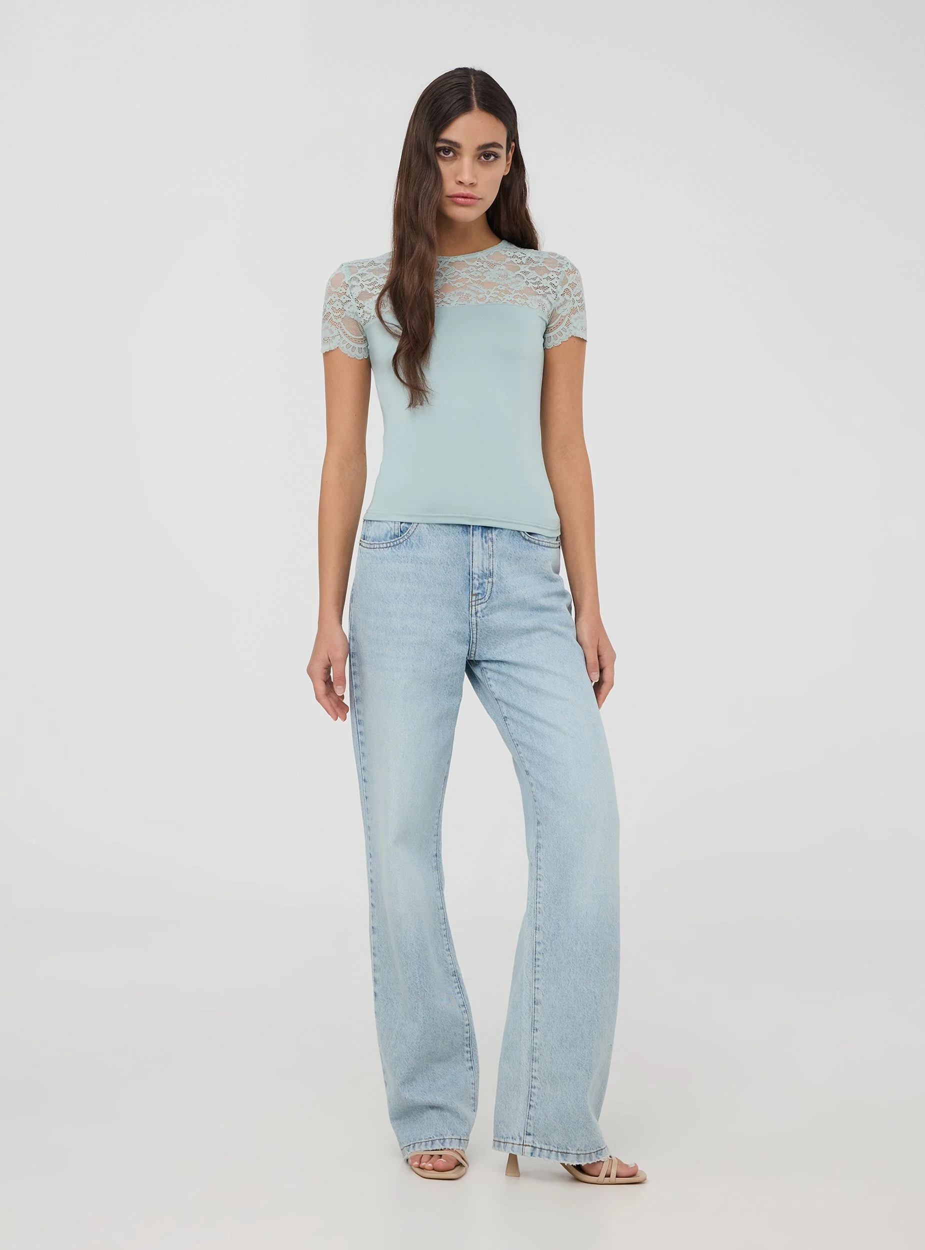 T-shirt con dettagli in pizzo - Image 2